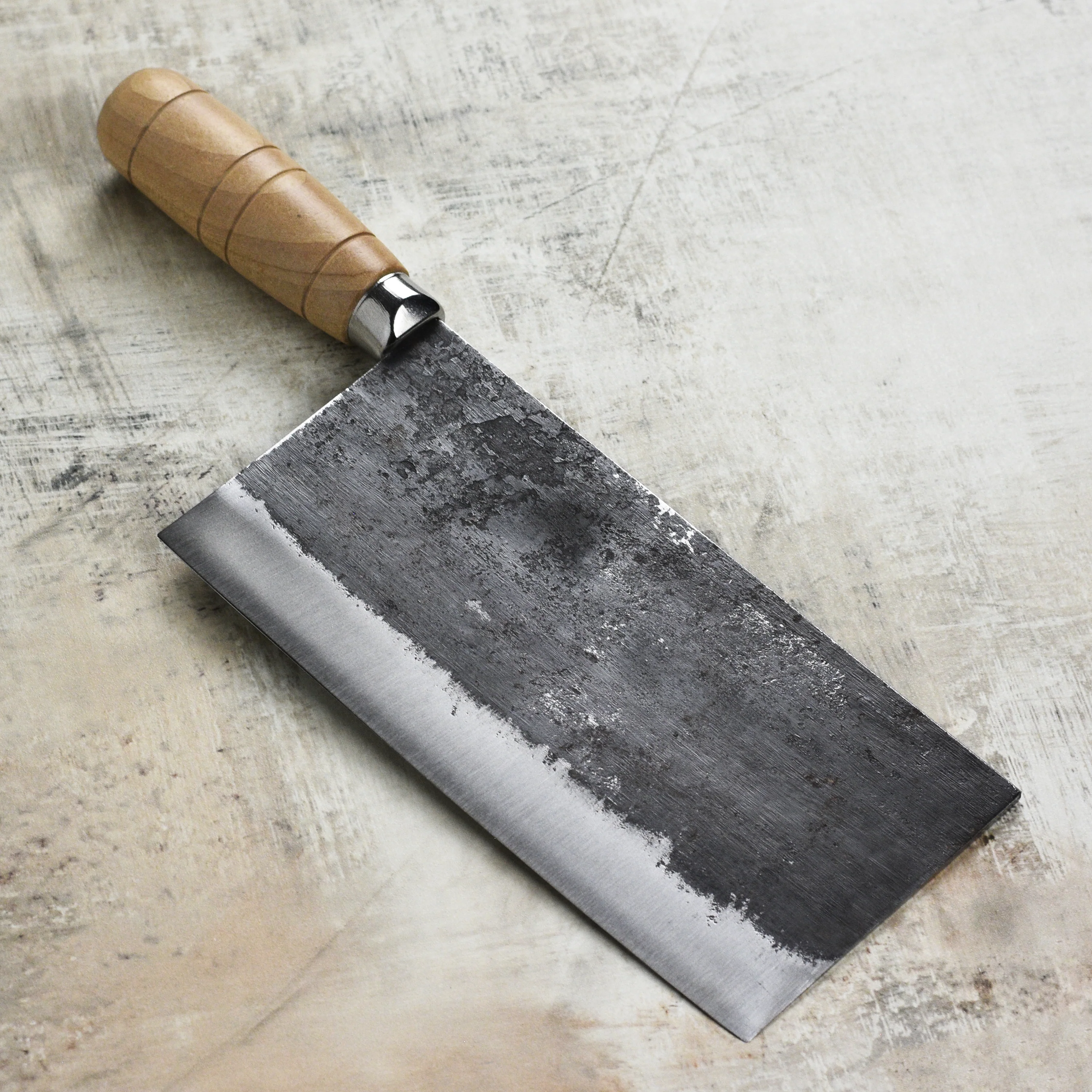 Sentan Forged Shirogami #2 Stainless Clad 7.5" Chinese Cleaver, Kurouchi - Image 5