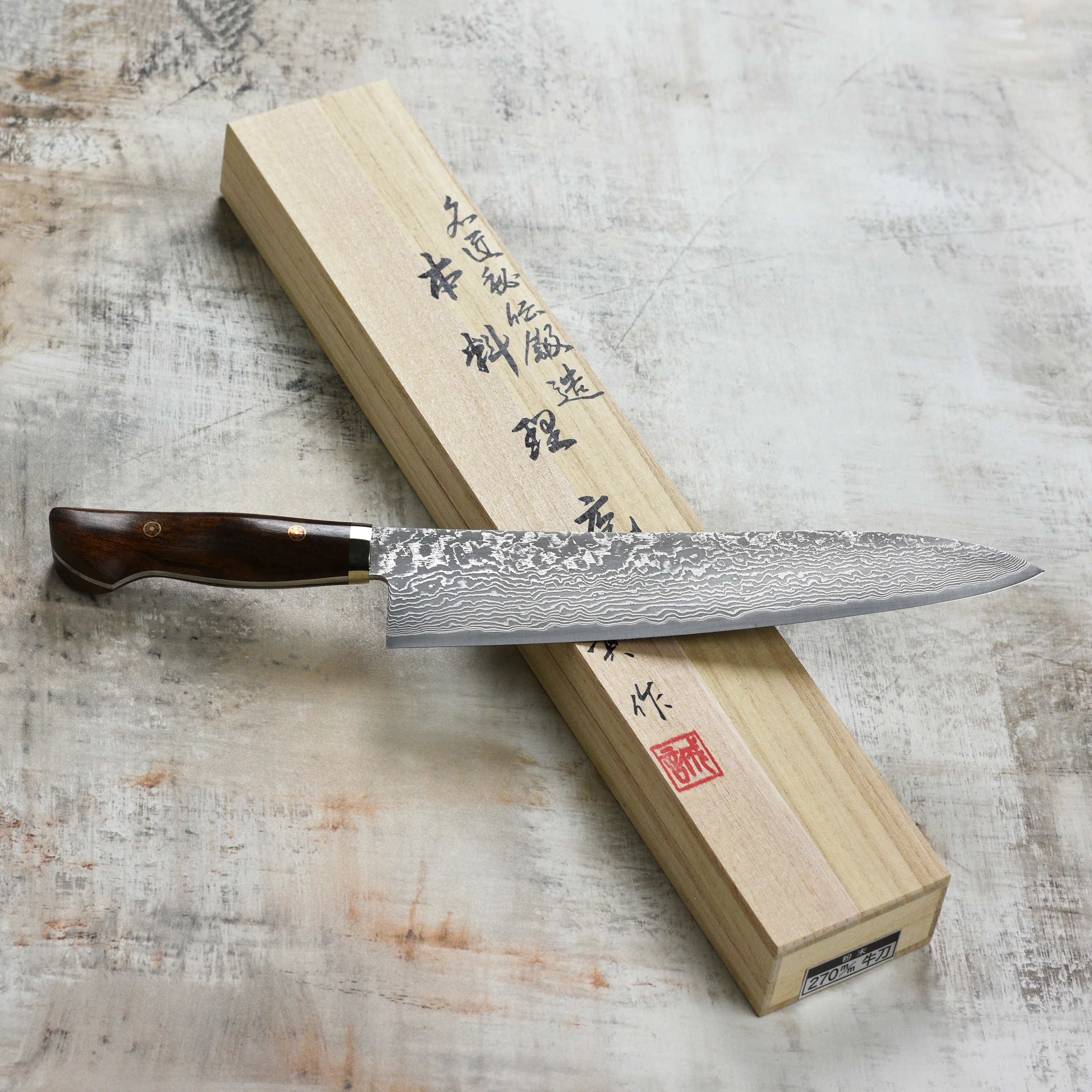 Shigeki Tanaka Hand-Forged R2 Damascus 10.6" Gyuto - Image 4