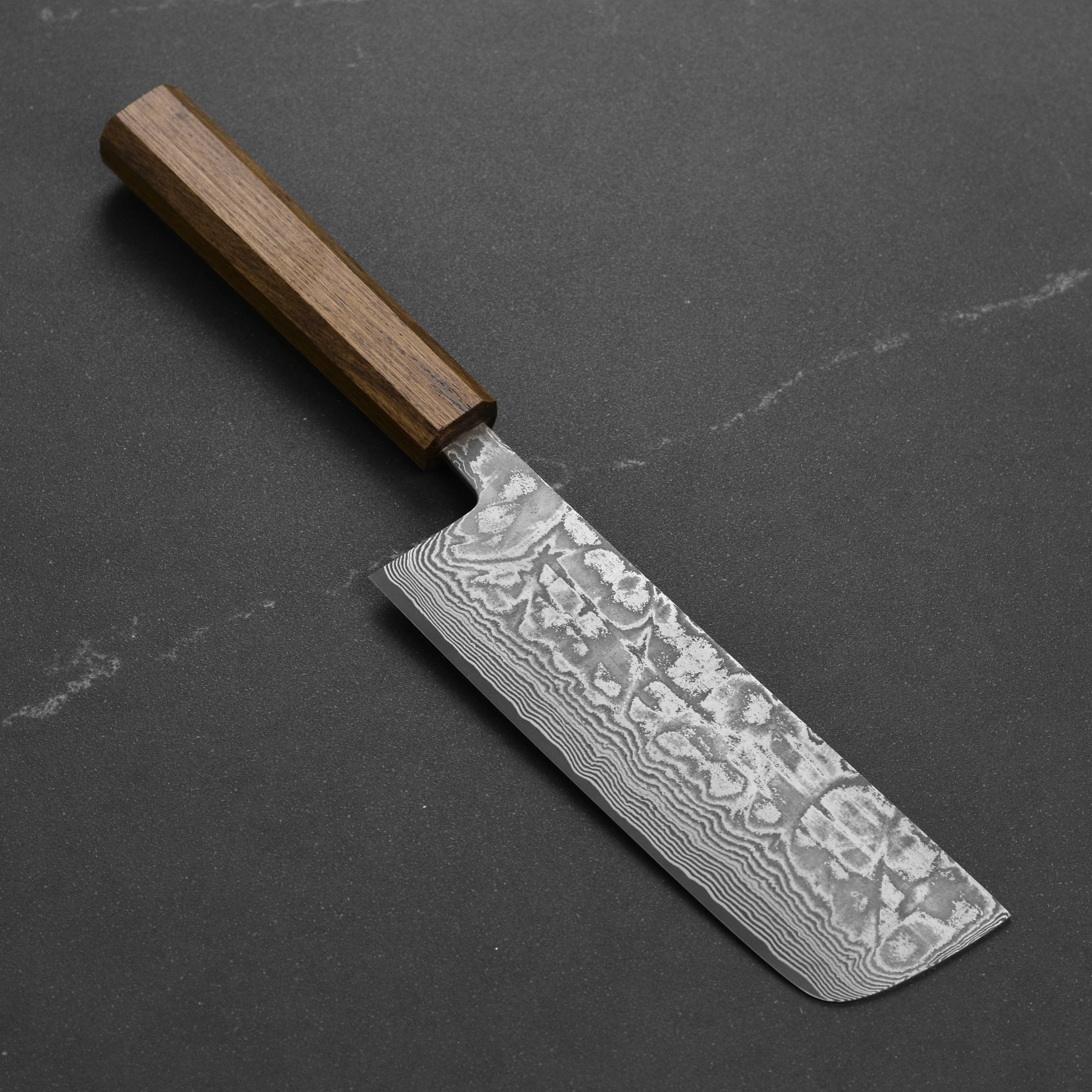 Shiro Kamo SG2 Kurozome Damascus 6.5" Nakiri - Image 4
