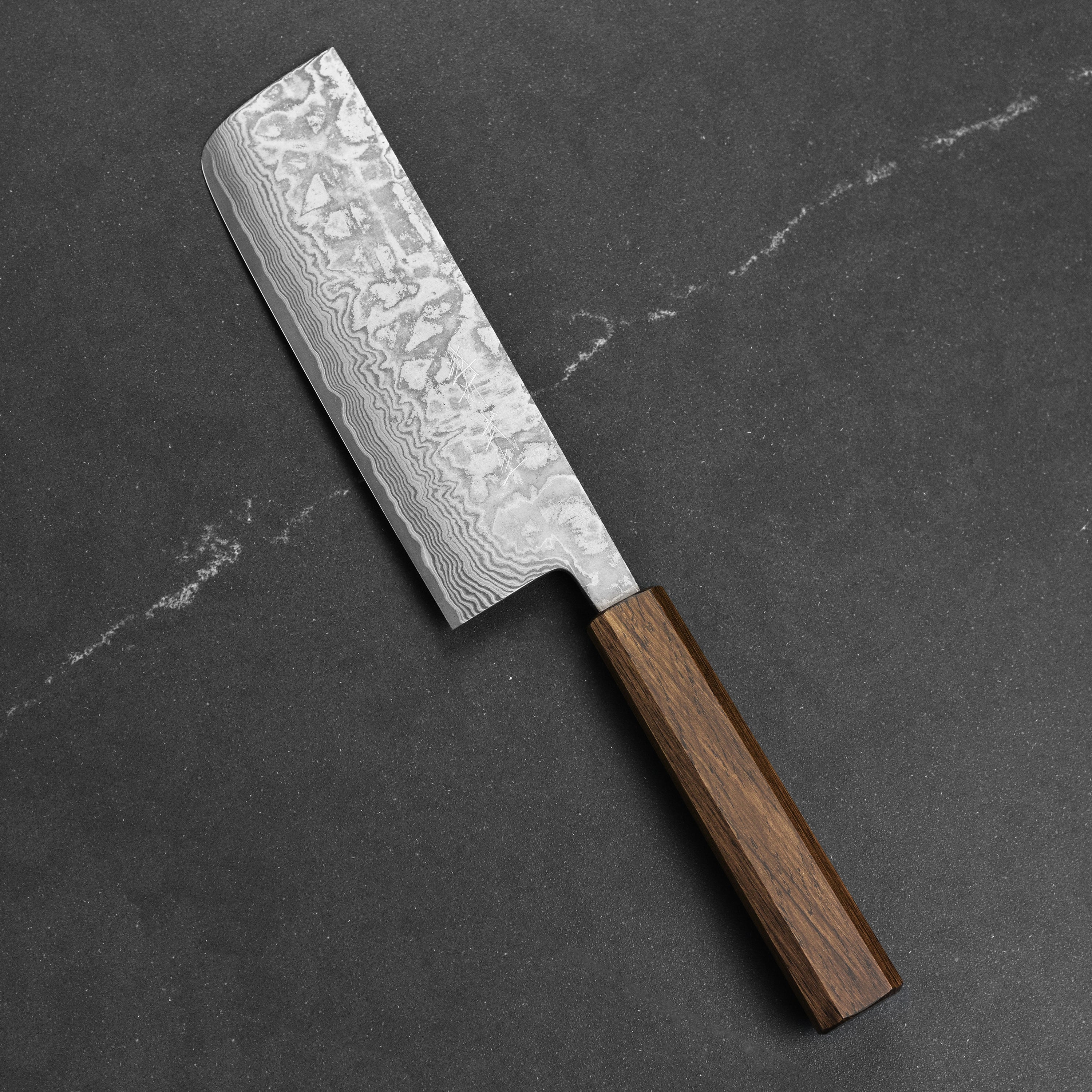 Shiro Kamo SG2 Kurozome Damascus 6.5" Nakiri - Image 6
