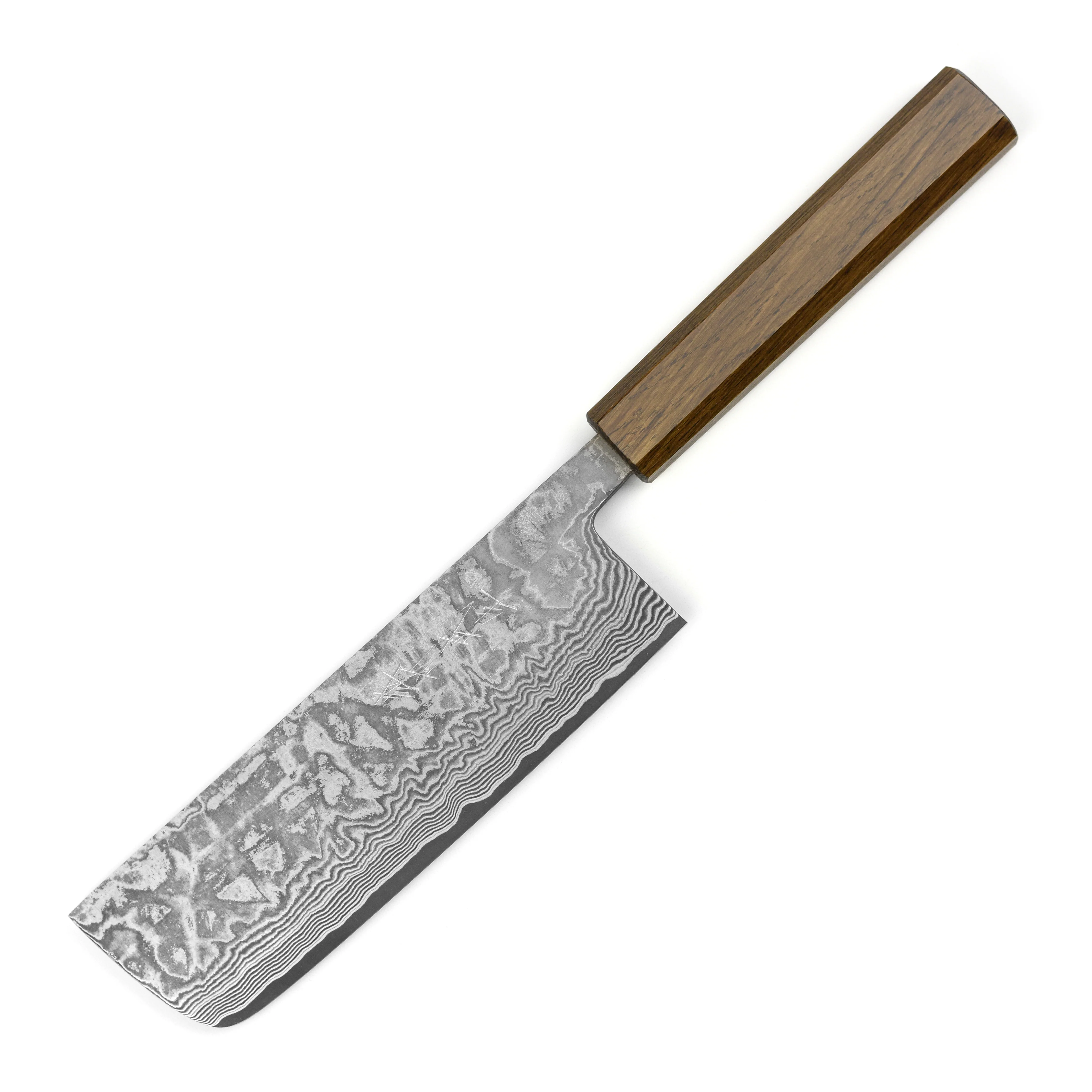 Shiro Kamo SG2 Kurozome Damascus 6.5" Nakiri - Image 9