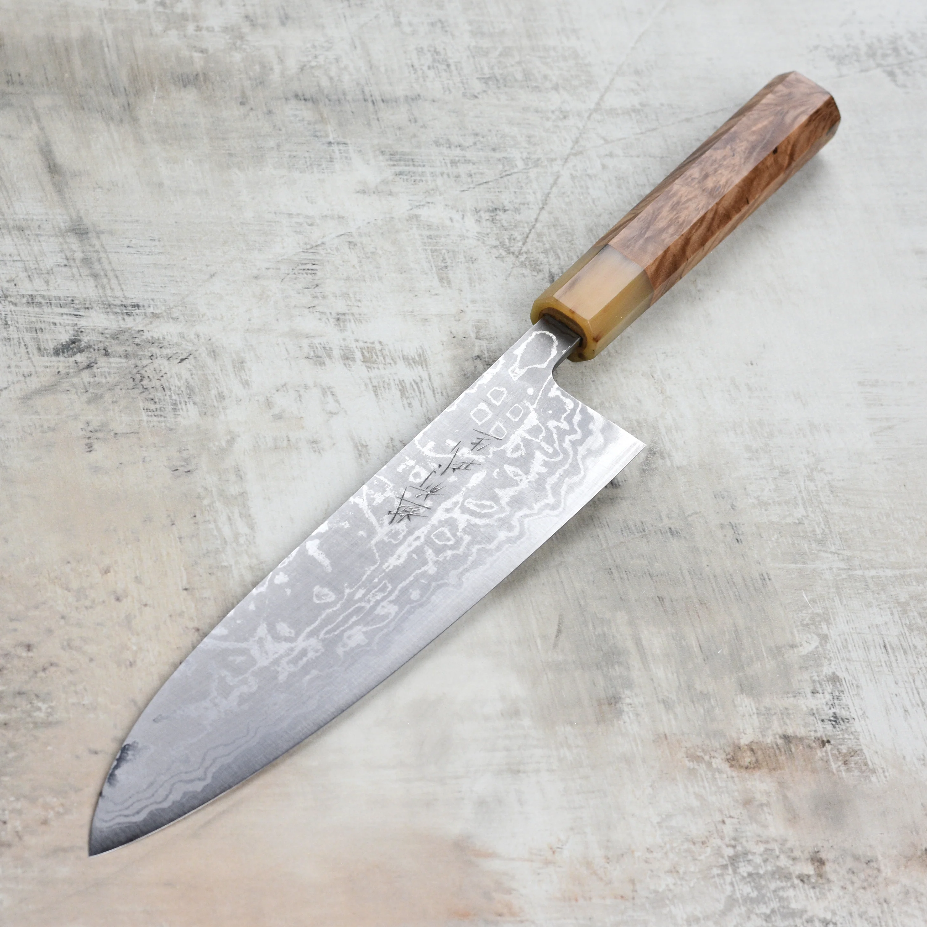 Shiro Kamo Shirogami #2 Damascus 8.25" Gyuto