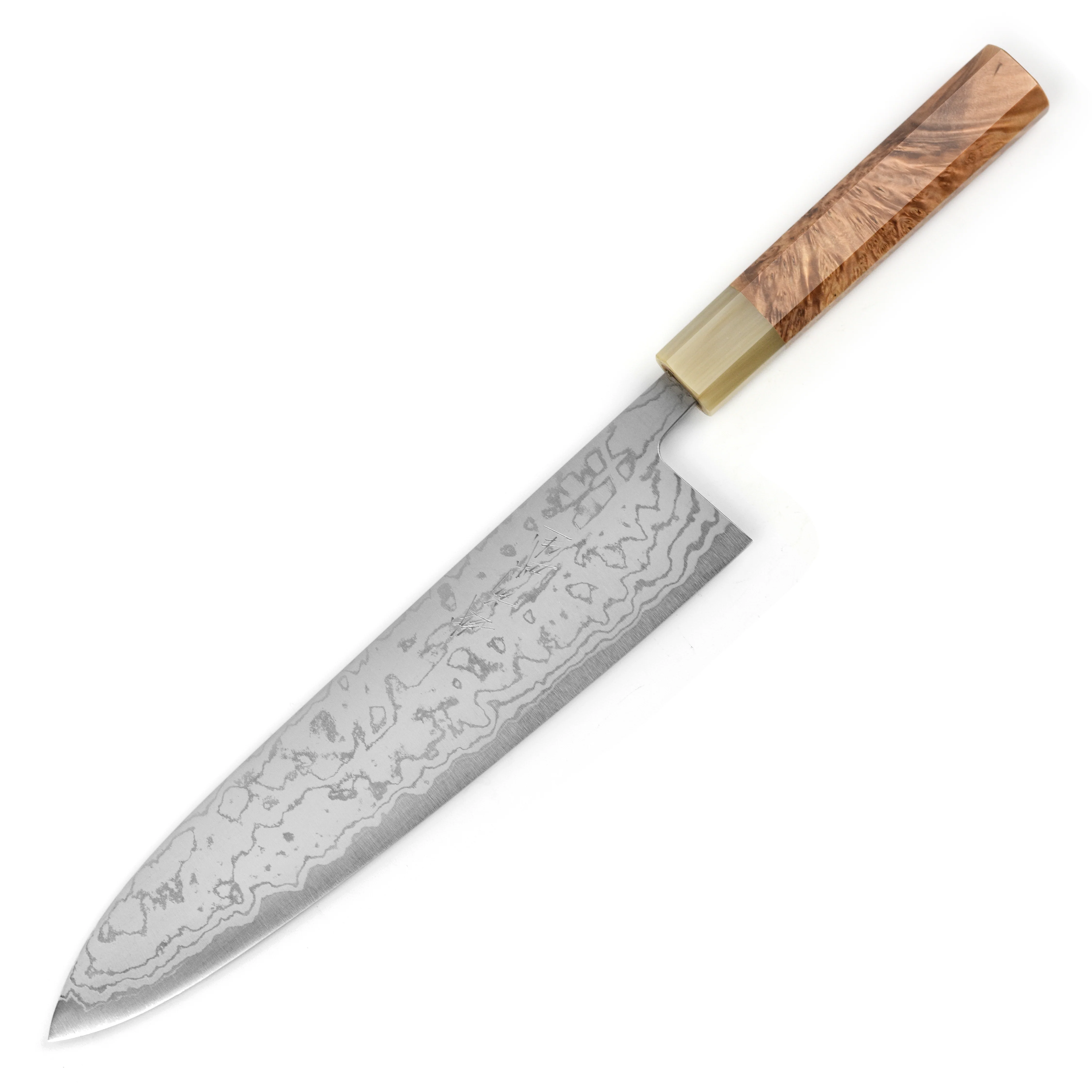 Shiro Kamo Shirogami #2 Damascus 9.4" Gyuto - Image 9