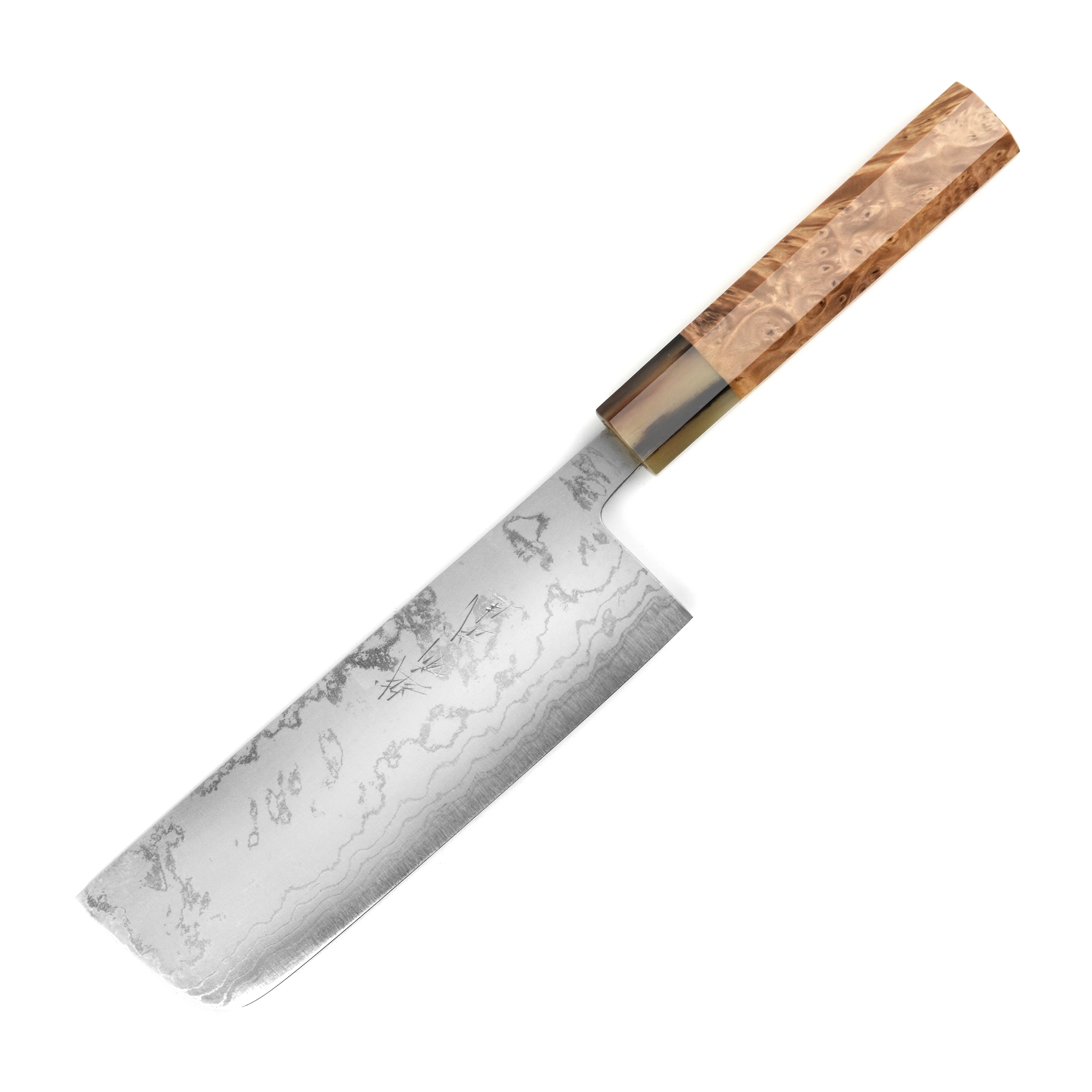 Shiro Kamo Shirogami #2 Damascus 6.5" Nakiri - Image 9