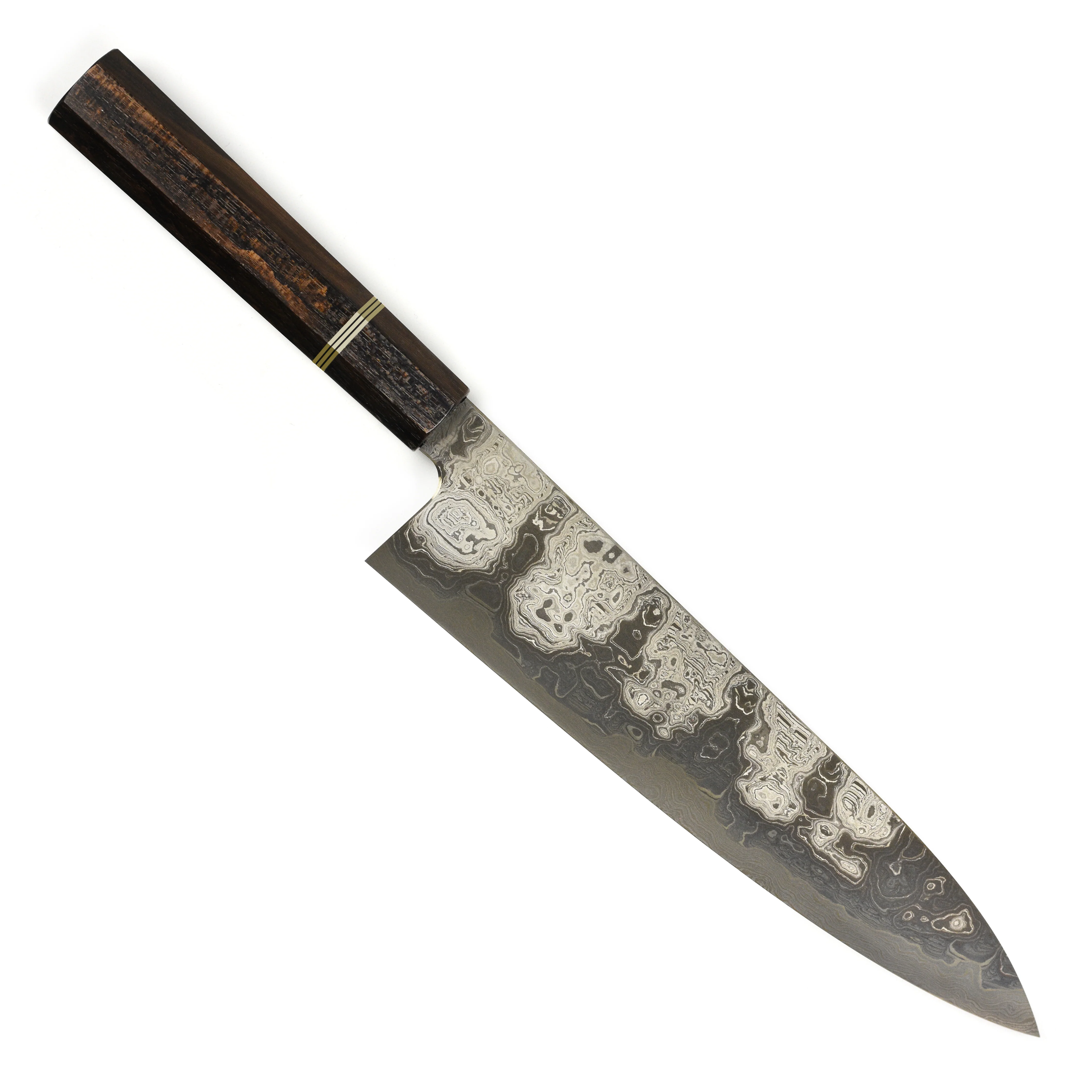 Shoichi Hashimoto Shiomachi Aogami #2 + Shirogami #2 Coreless Damascus 9.4" Gyuto - Image 5