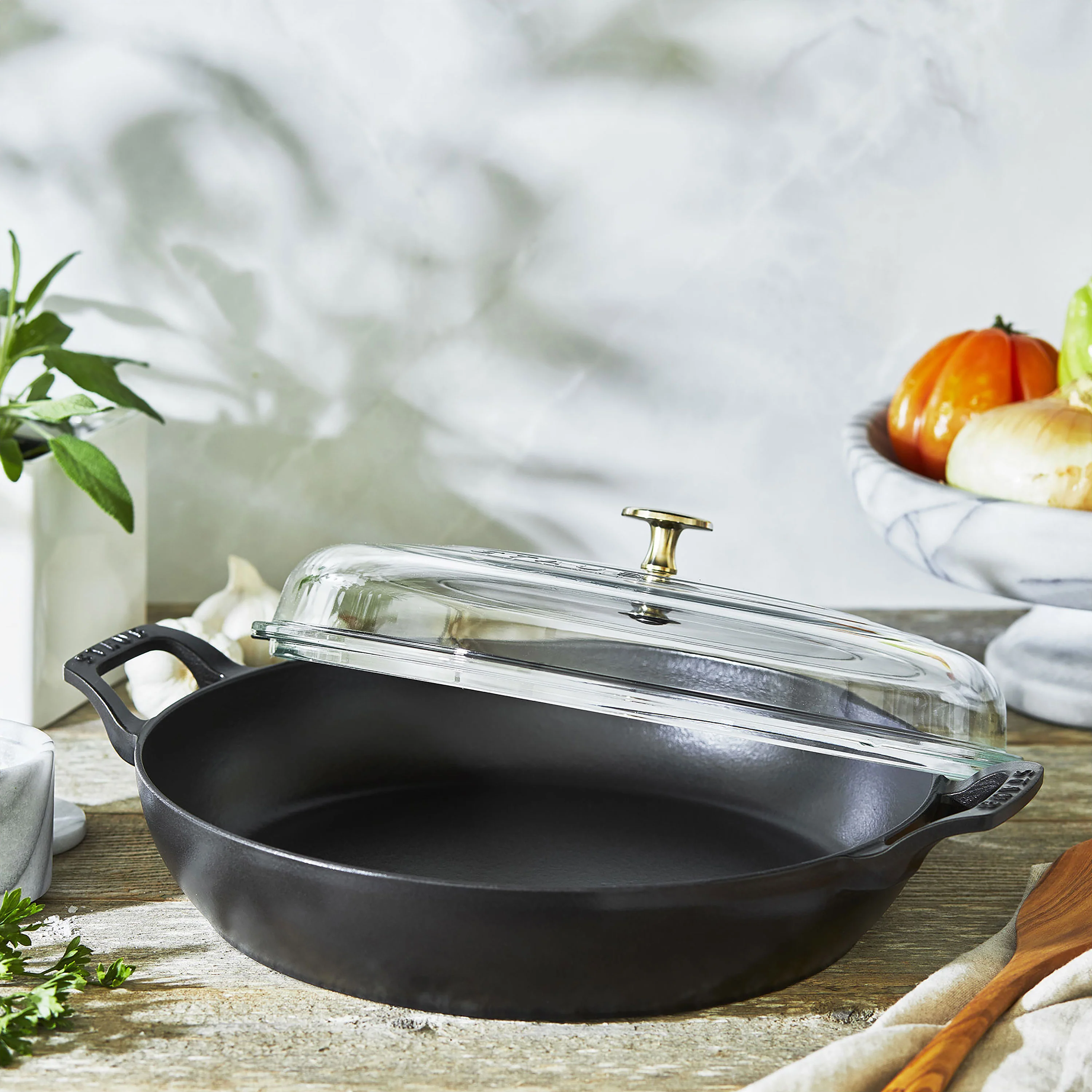 Staub 3.5-quart Matte Black Braiser with Glass Lid - Image 7