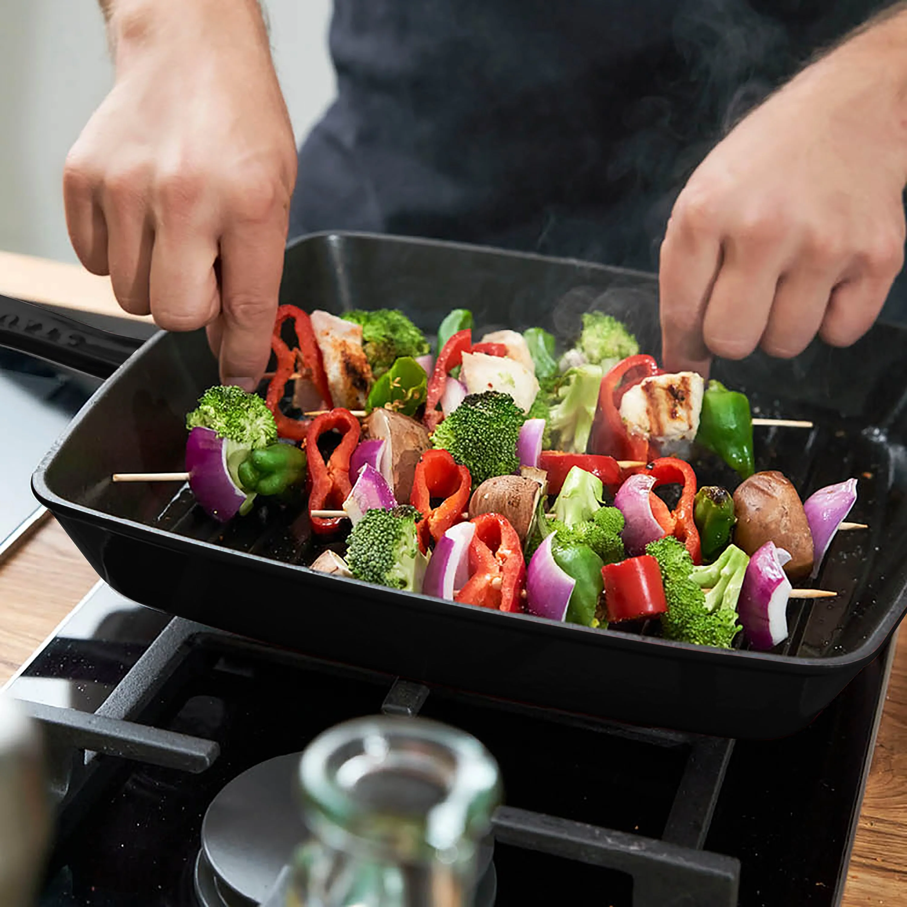 Staub 12" Matte Black Square Grill Pan - Image 3