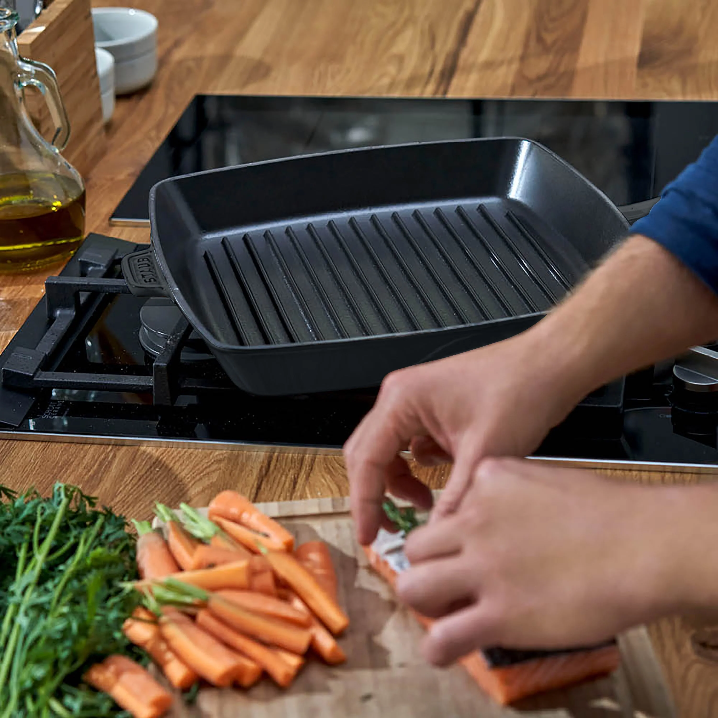 Staub 12" Matte Black Square Grill Pan - Image 7