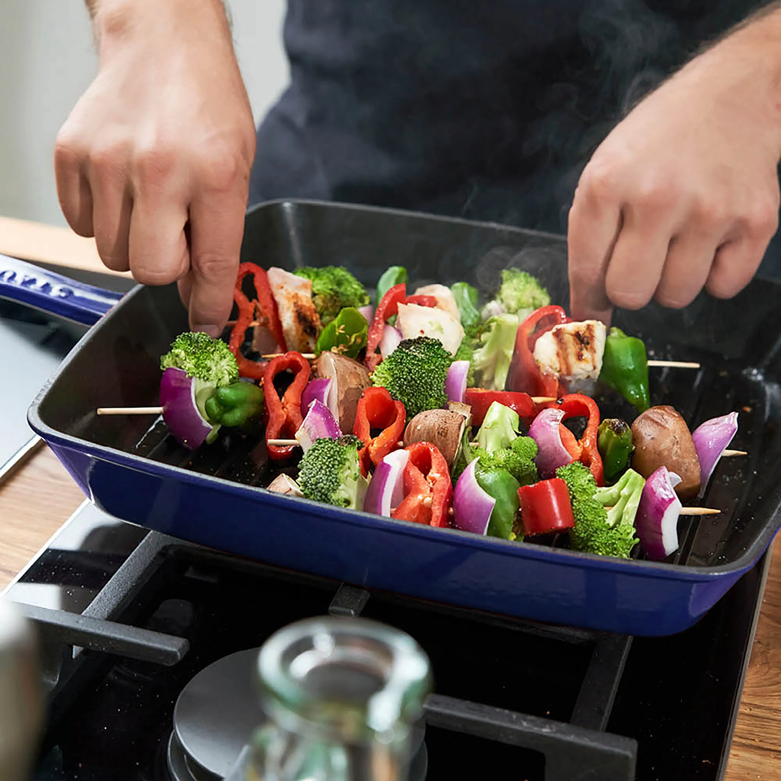 Staub 12" Sapphire Blue Square Grill Pan - Image 6