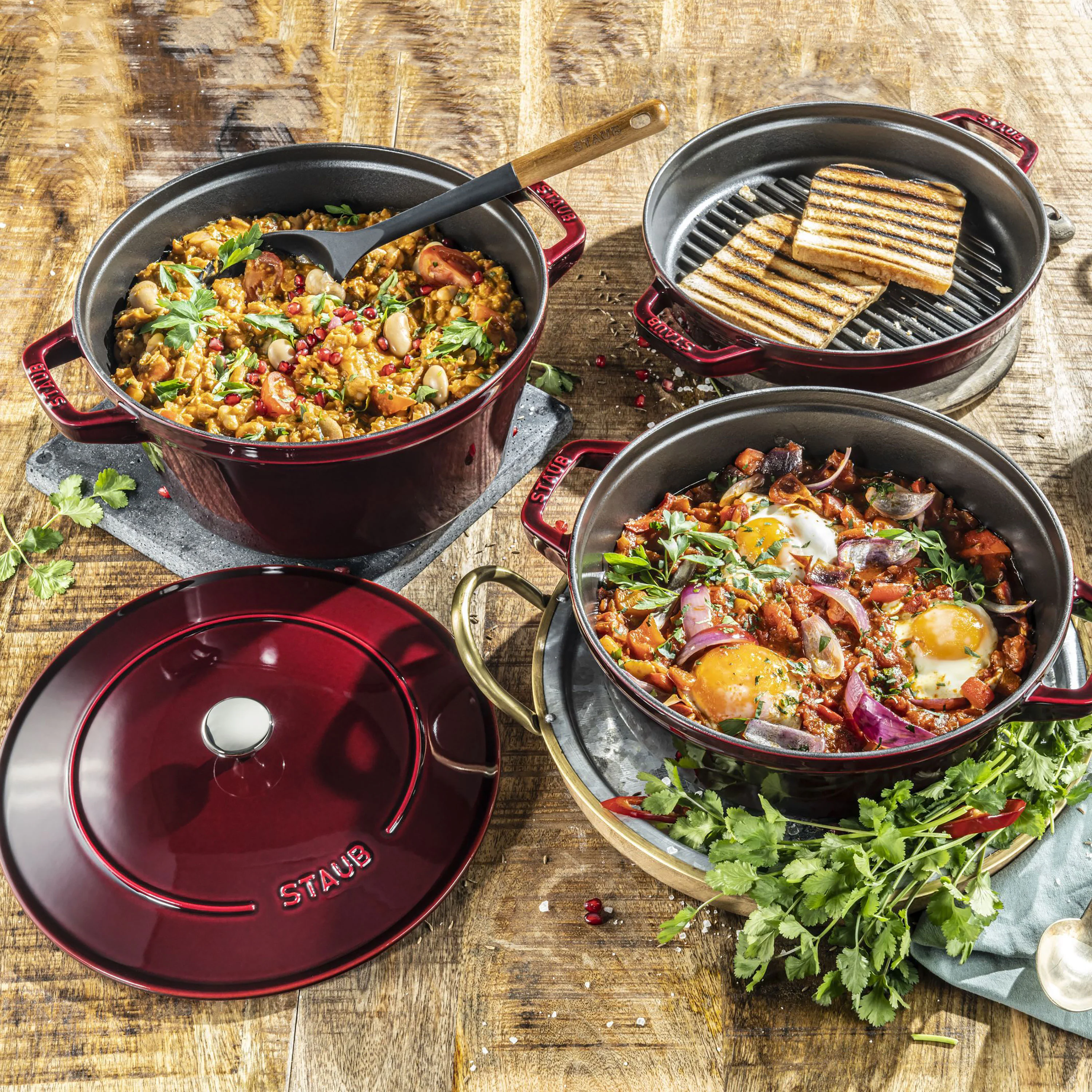 Staub 4 Piece Grenadine Stackable Cast Iron Cookware Set - Image 2
