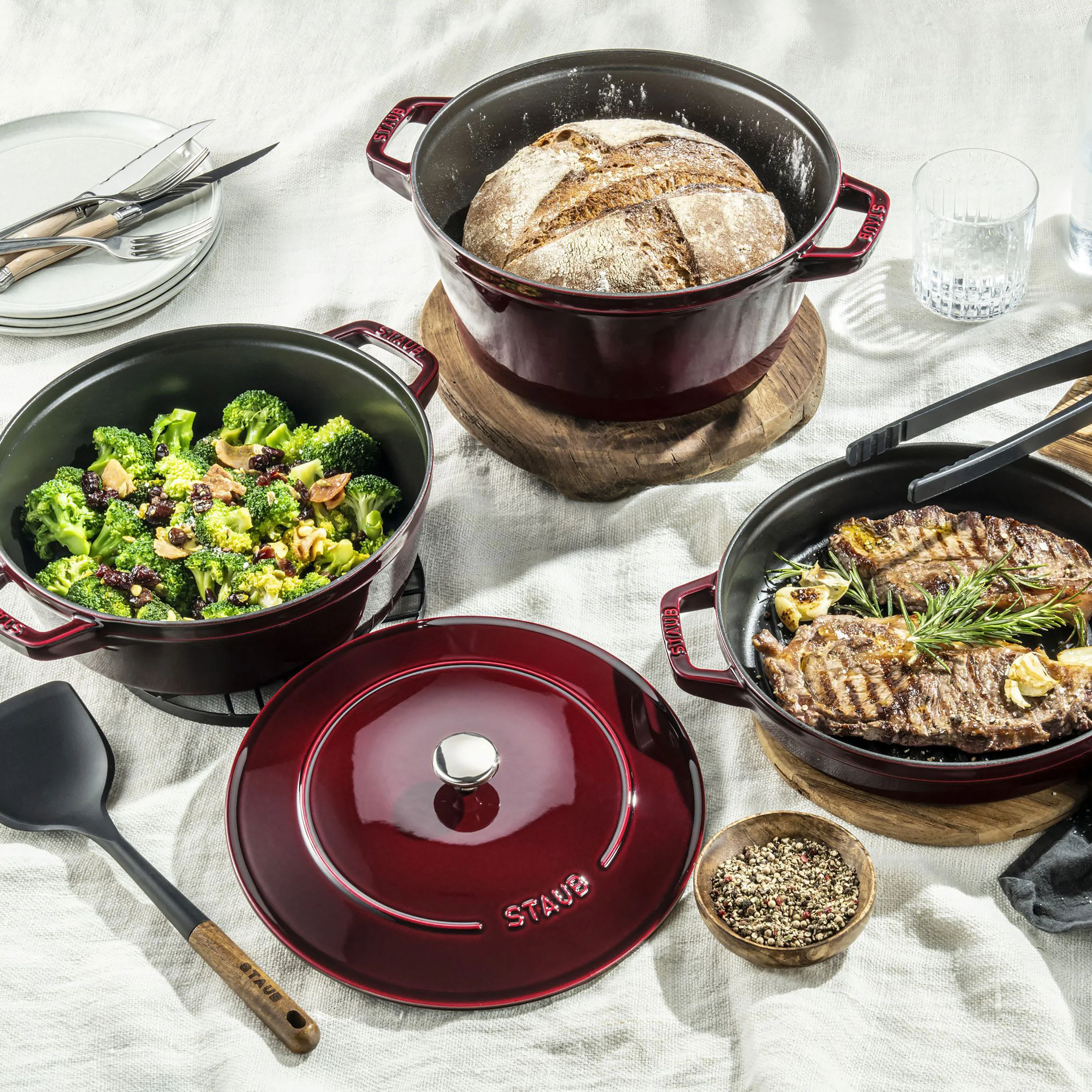 Staub 4 Piece Grenadine Stackable Cast Iron Cookware Set - Image 6