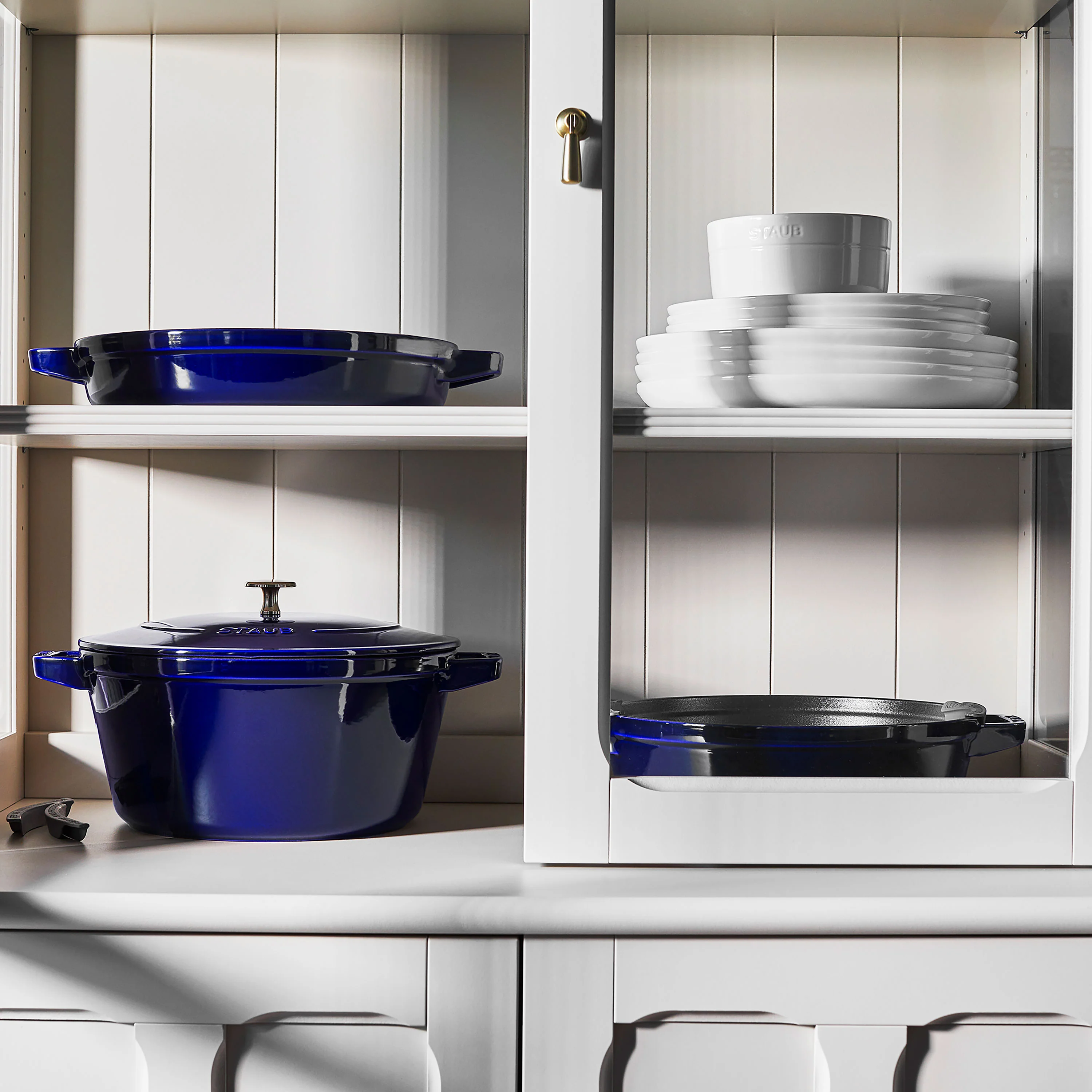 Staub 4 Piece Sapphire Blue Stackable Cast Iron Cookware Set - Image 5