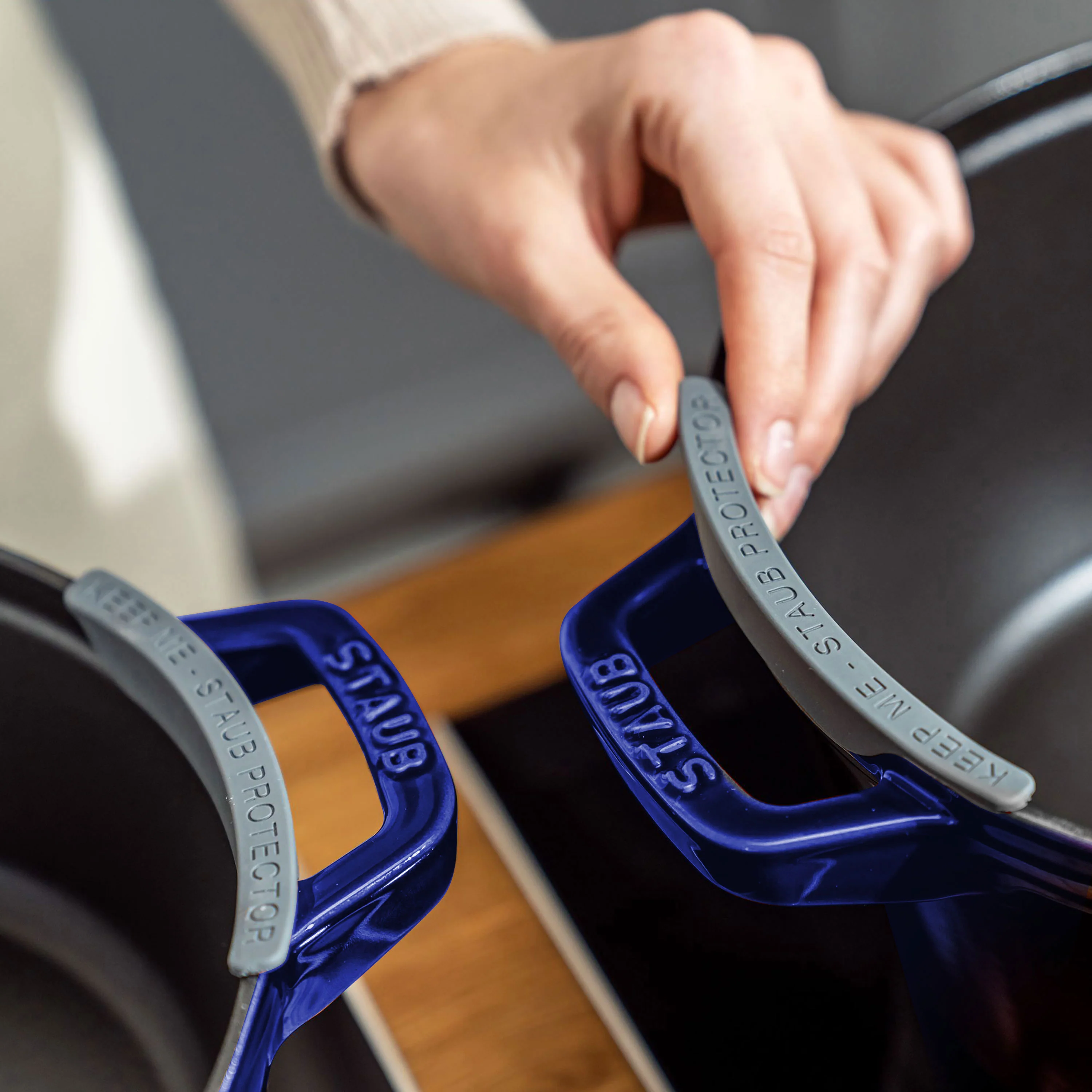 Staub 4 Piece Sapphire Blue Stackable Cast Iron Cookware Set - Image 6