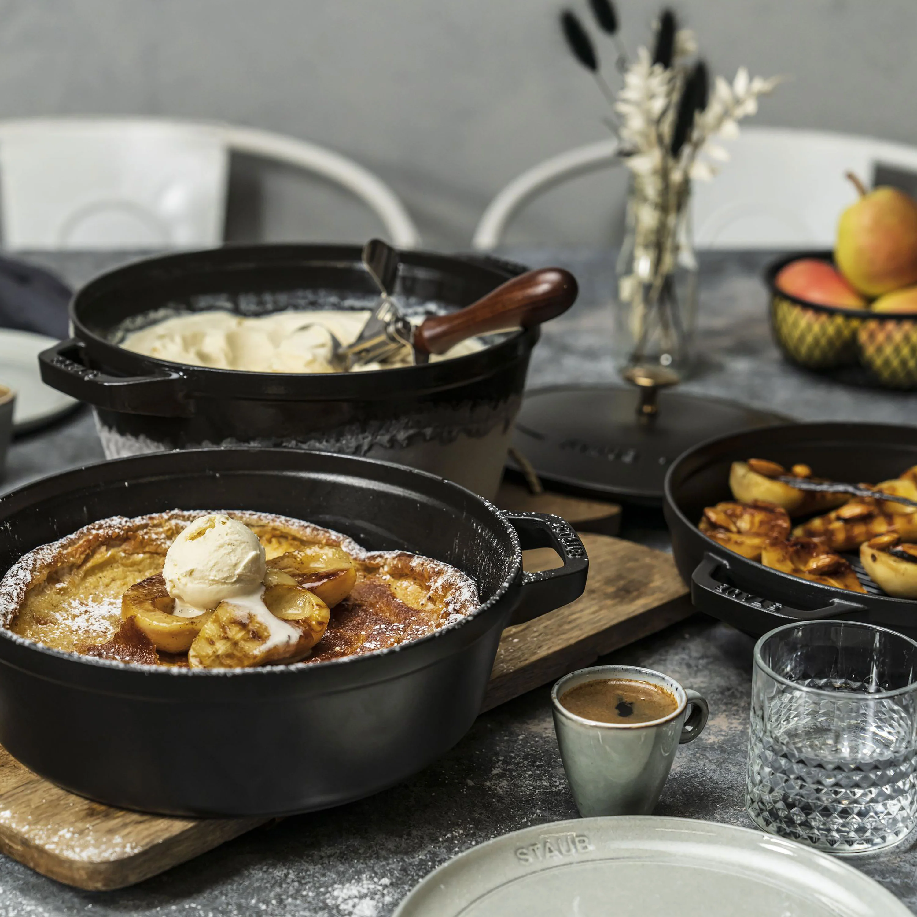 Staub 4 Piece Matte Black Stackable Cast Iron Cookware Set - Image 2