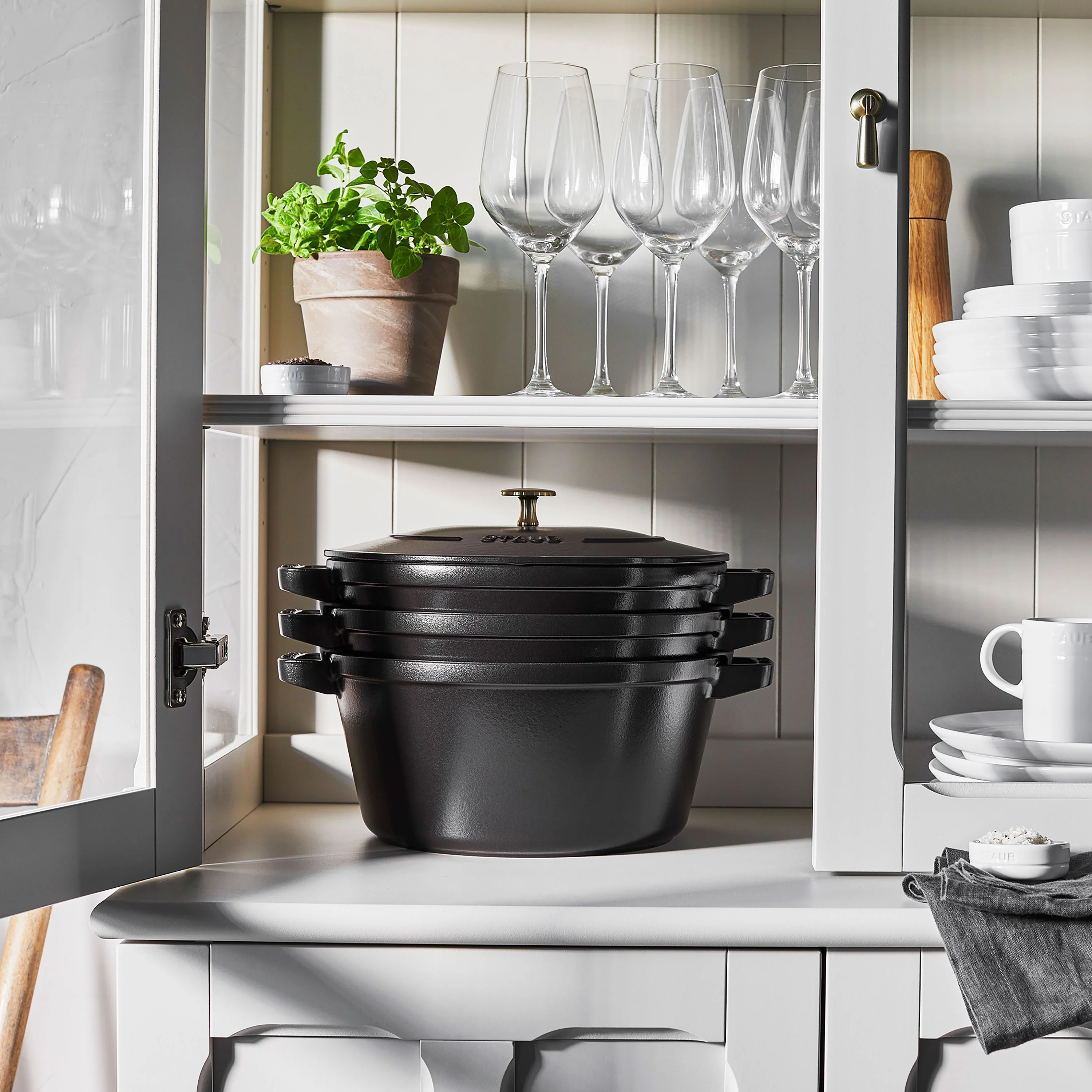Staub 4 Piece Matte Black Stackable Cast Iron Cookware Set - Image 5