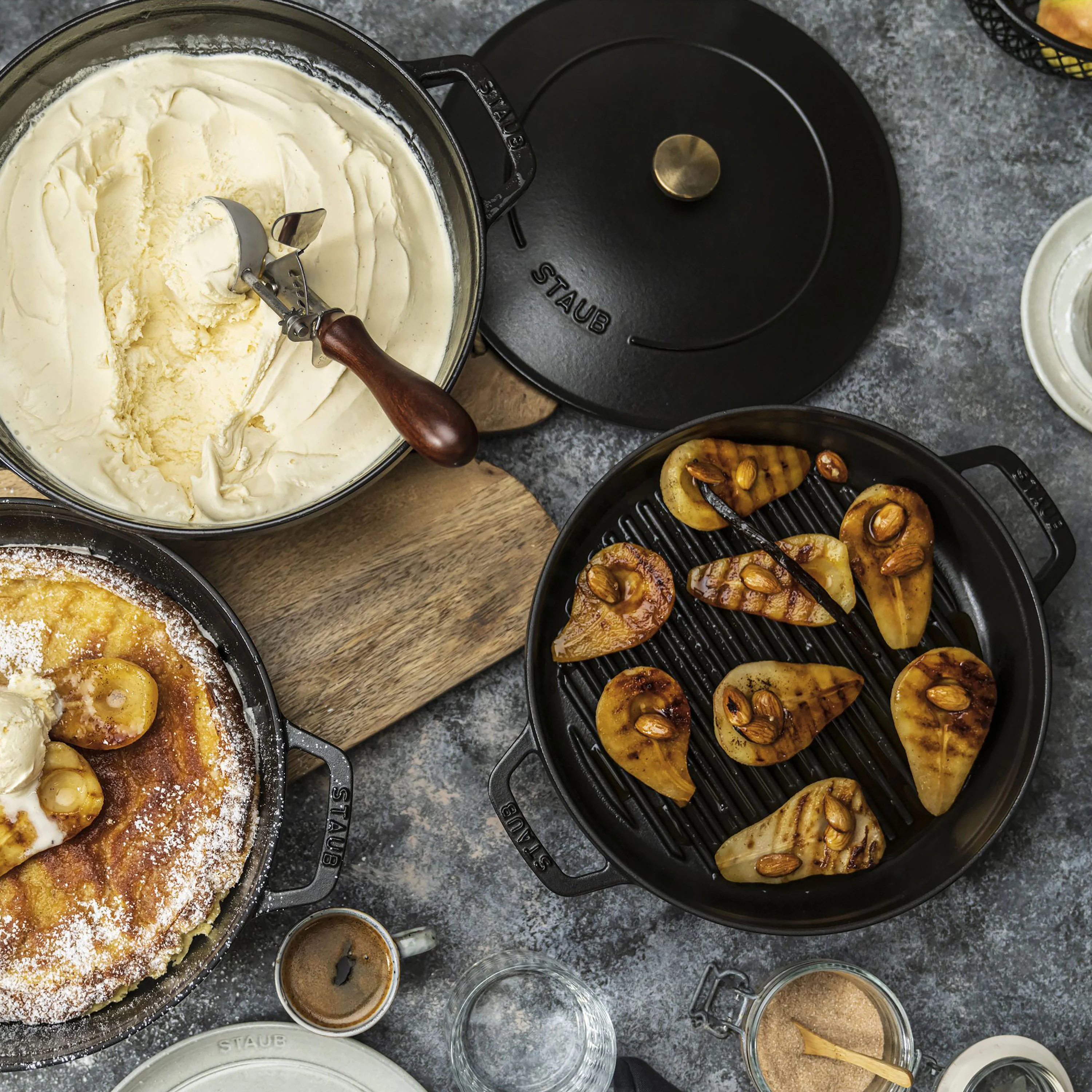 Staub 4 Piece Matte Black Stackable Cast Iron Cookware Set - Image 7