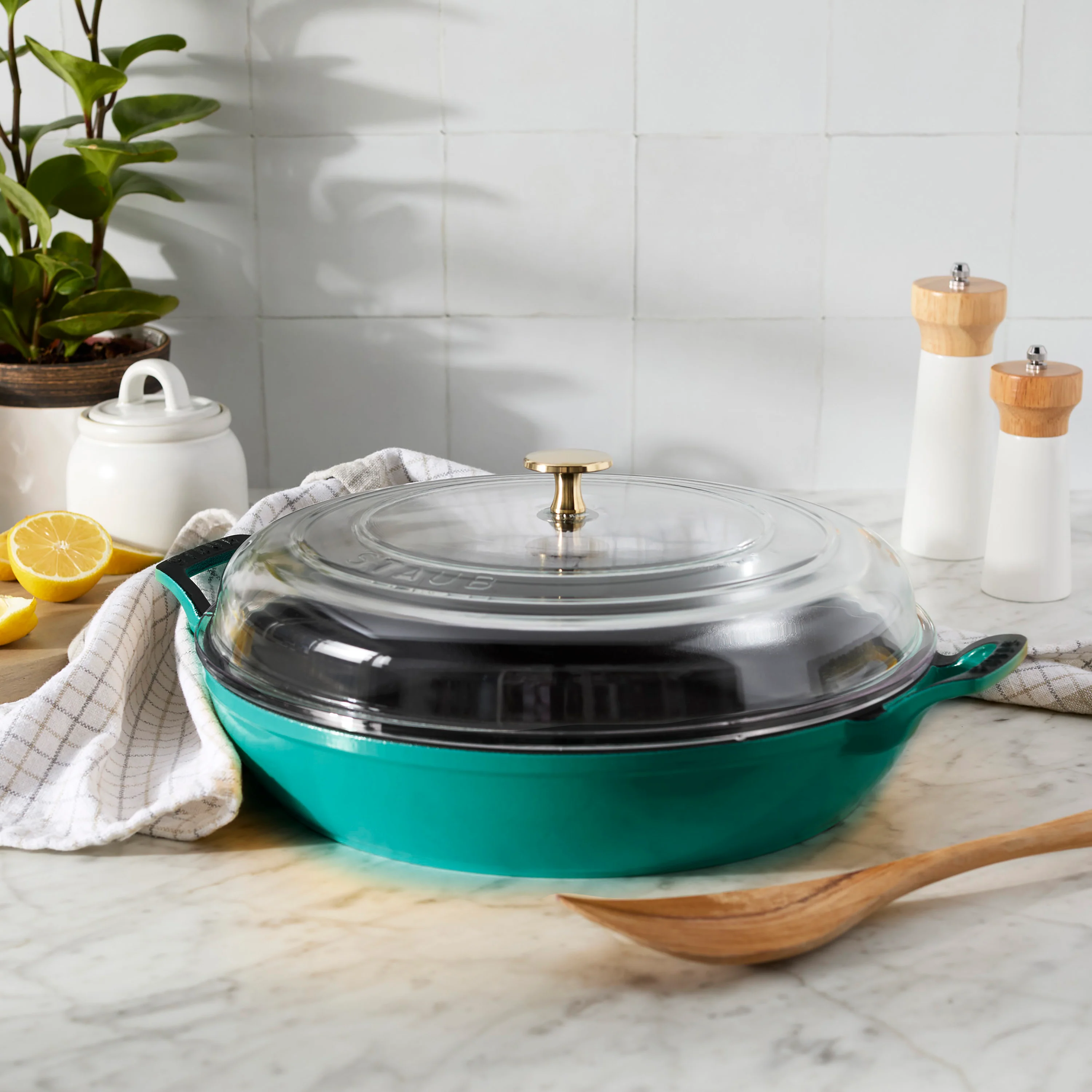 Staub 3.5-quart Turquoise Braiser with Glass Lid - Image 6