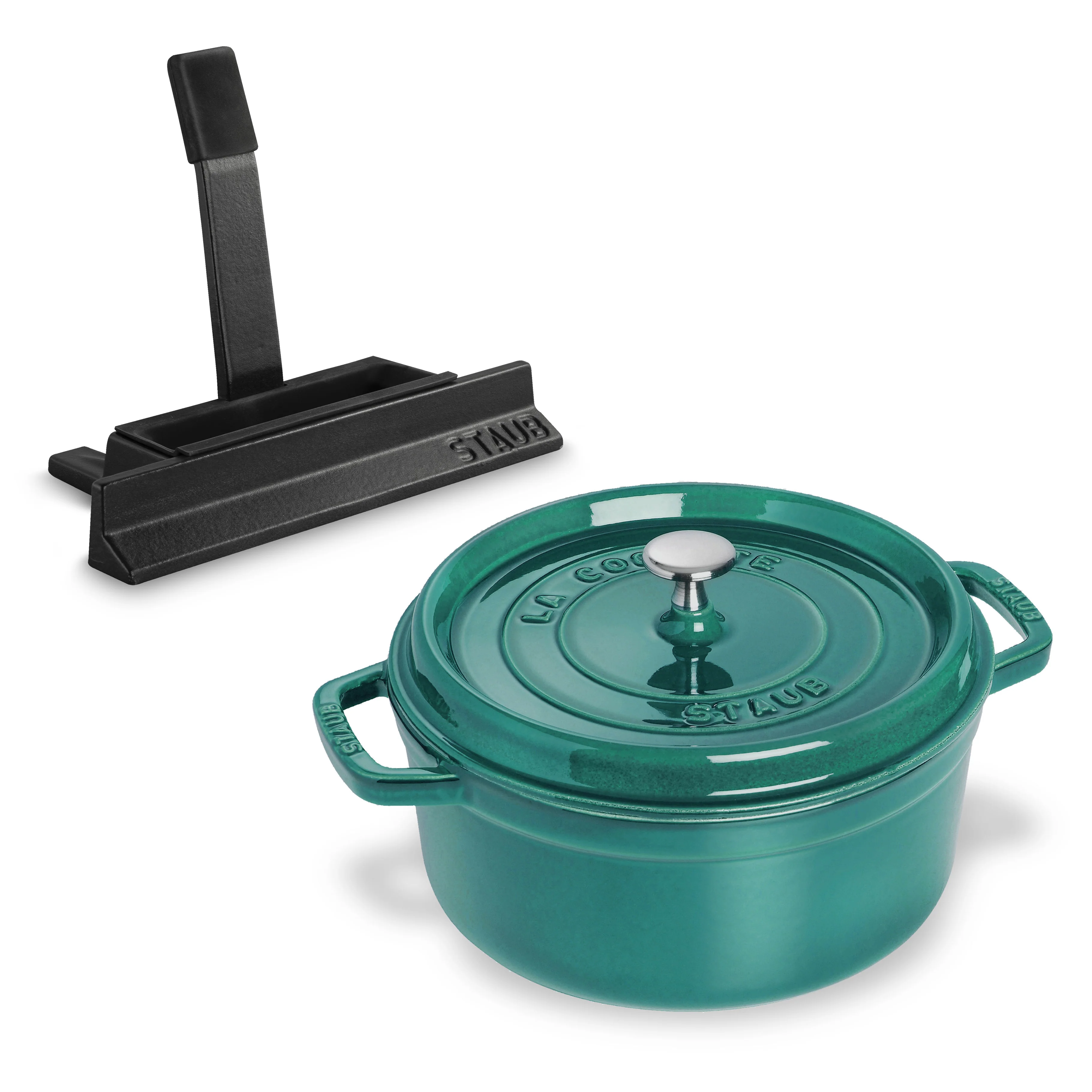 Staub 4-quart Turquoise Round Dutch Oven with Lid Holder - Image 9