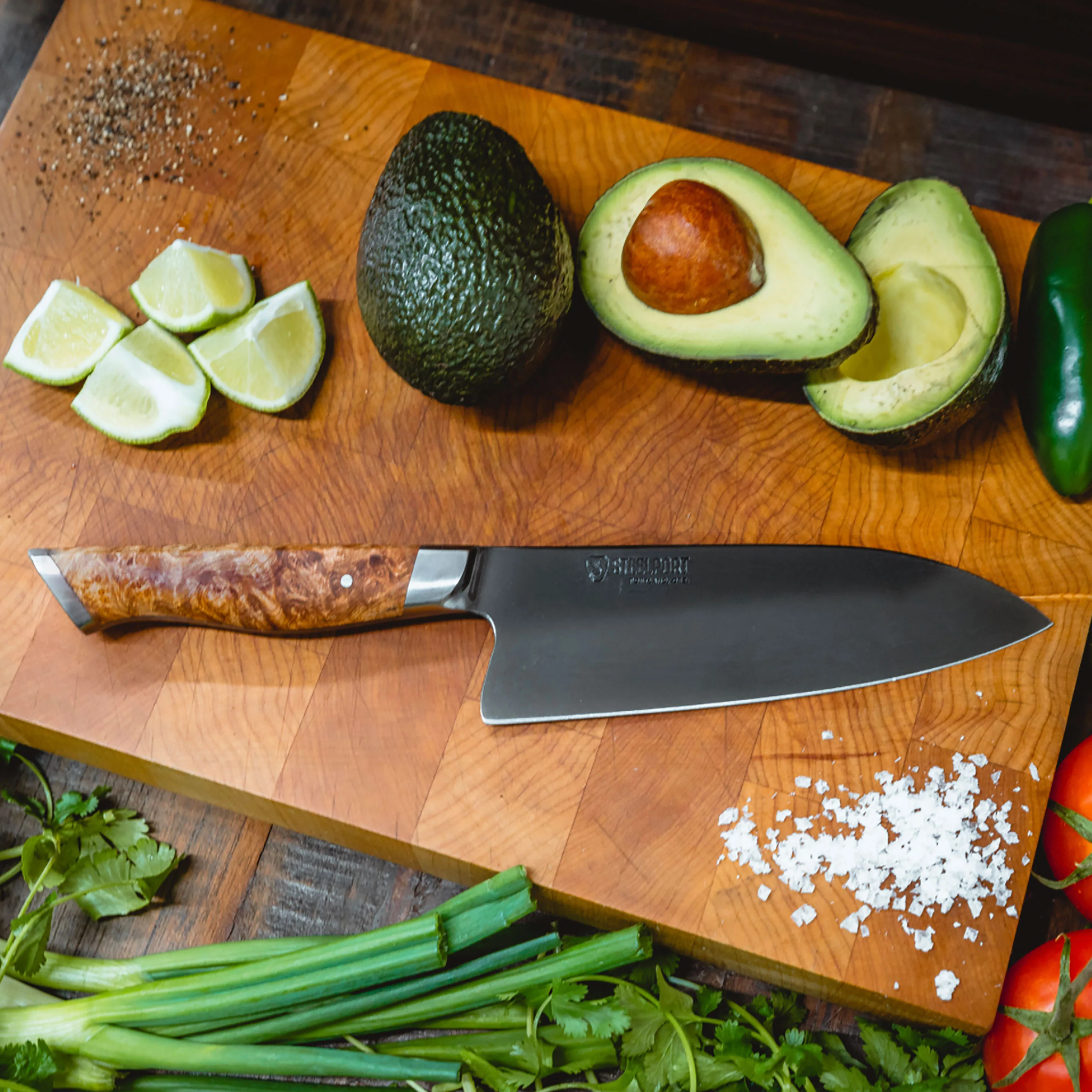 Steelport Carbon Steel 6" Chef's Knife with Oregon Maple Magnetic Sheath - Image 9