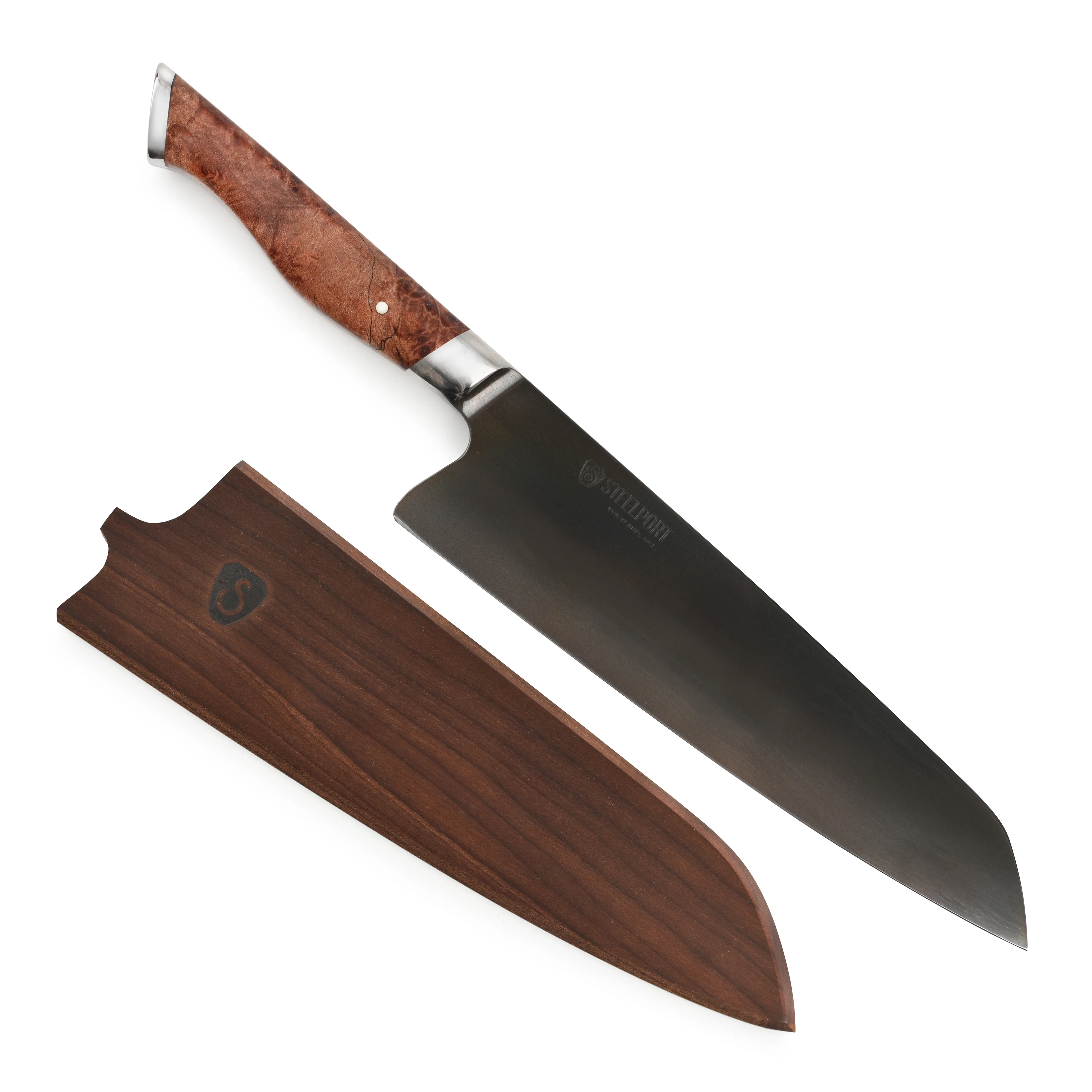 Steelport Carbon Steel 8" Chef's Knife with Oregon Maple Magnetic Sheath - Image 13
