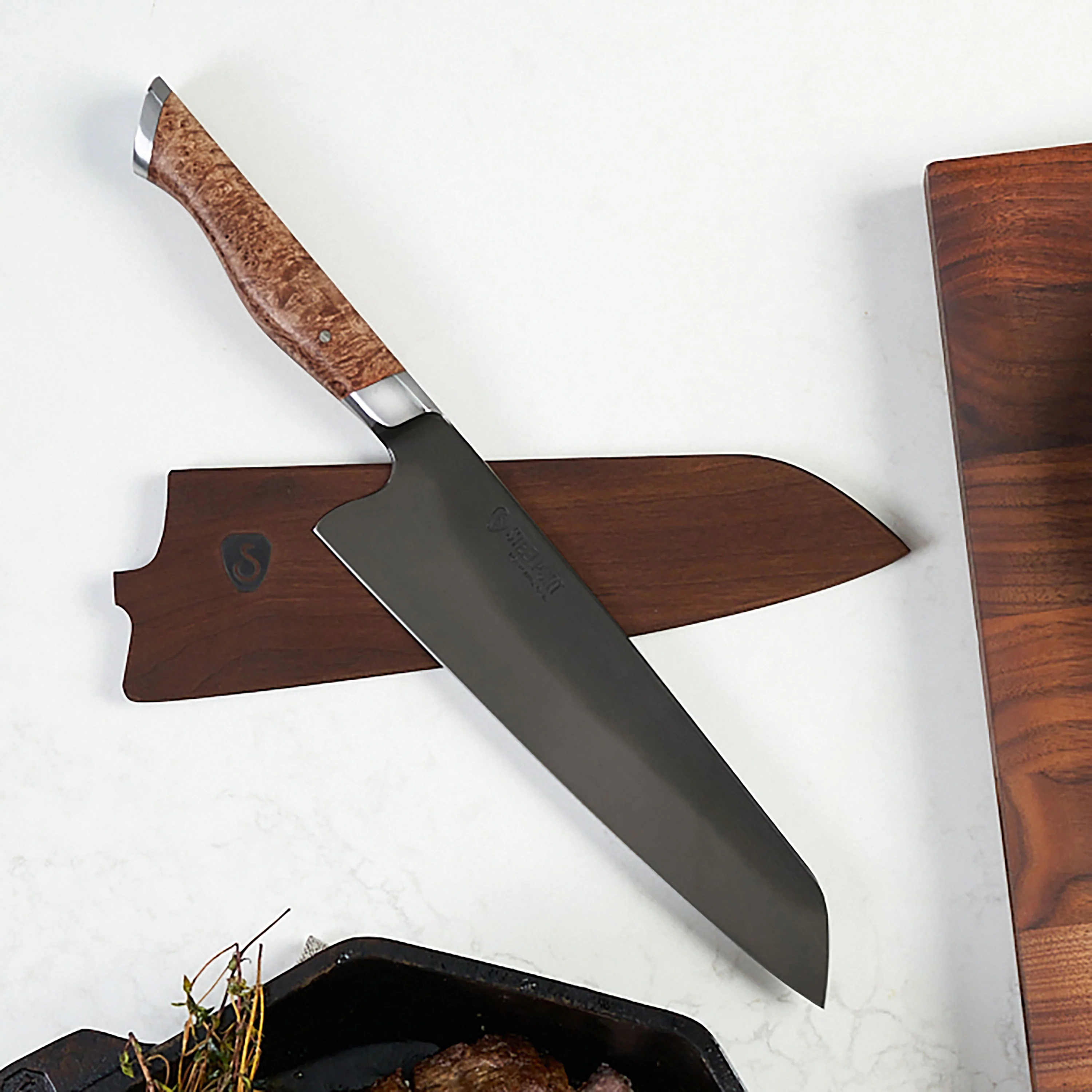Steelport Carbon Steel 8" Chef's Knife with Oregon Maple Magnetic Sheath - Image 8