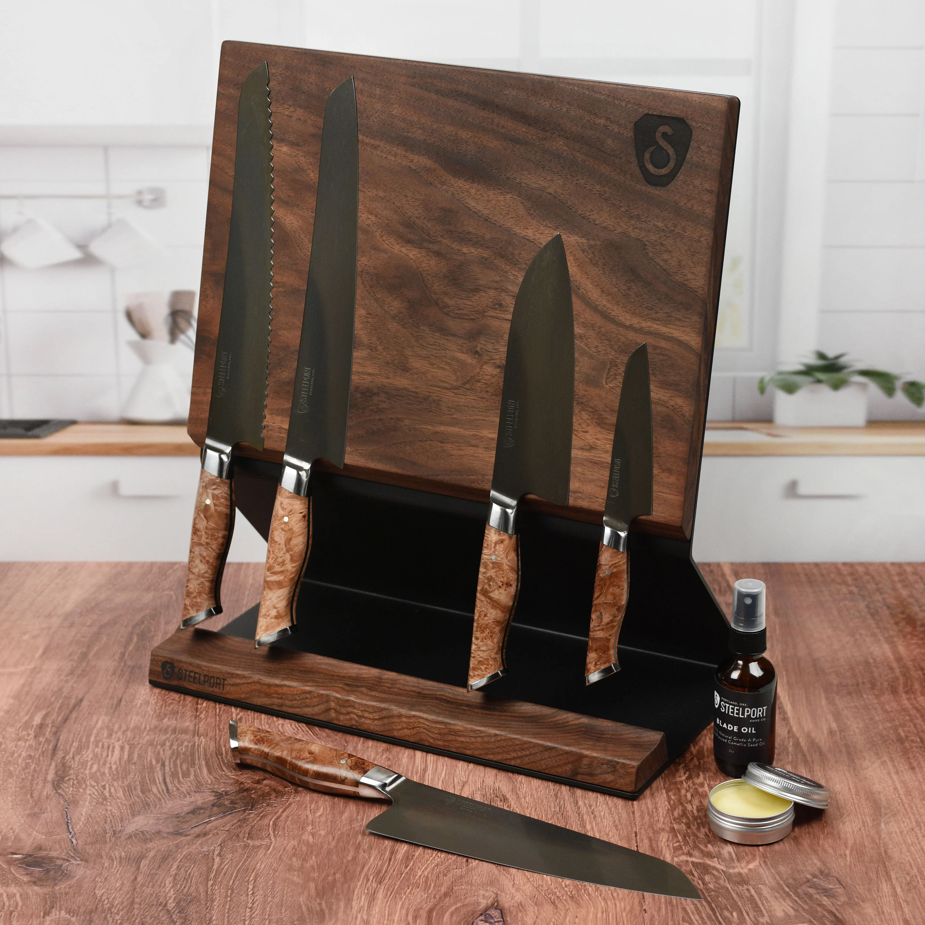 Steelport Magnetic Walnut Knife Block - Image 6