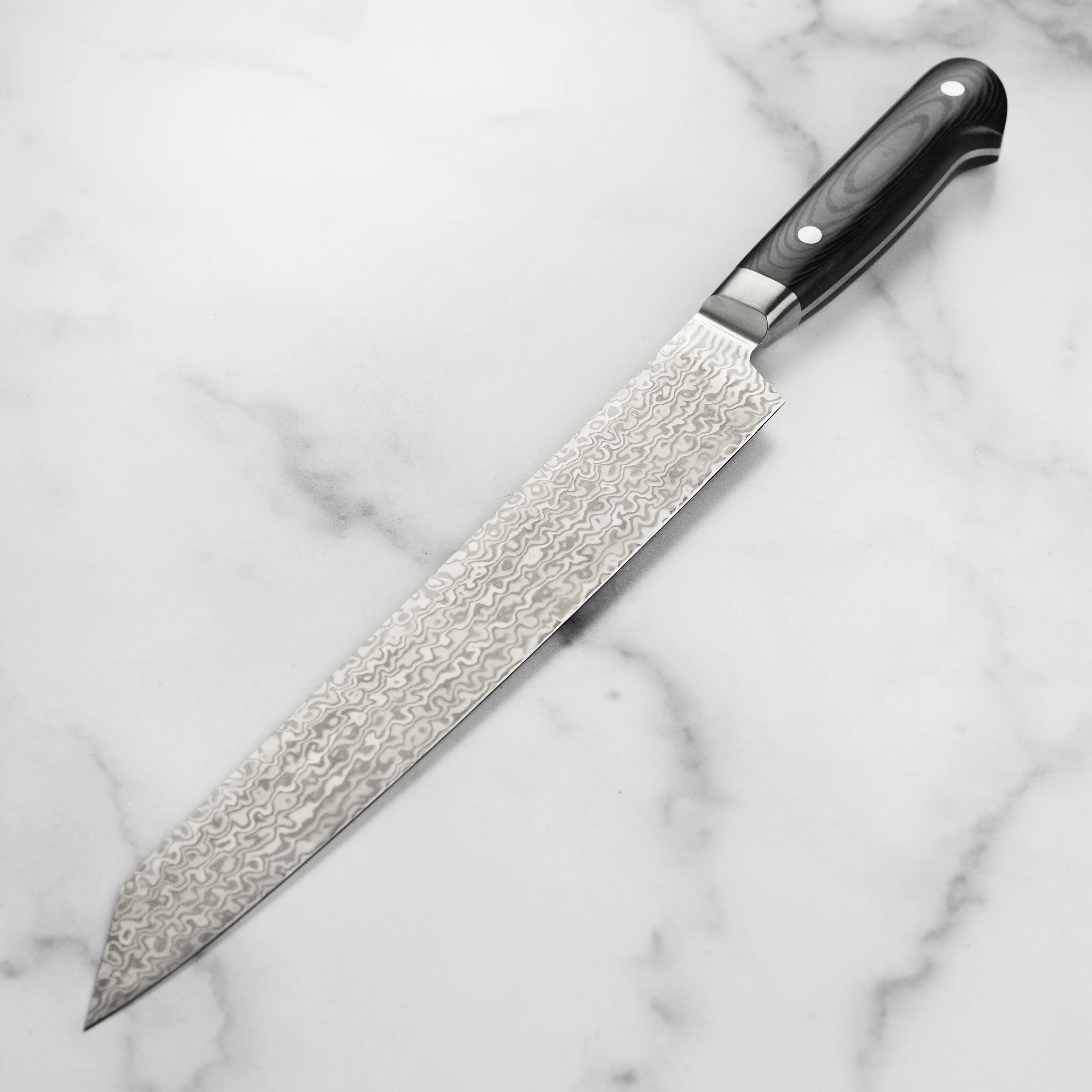 Takayuki Coreless Damascus 10.25" Kengata Sujihiki - Image 11