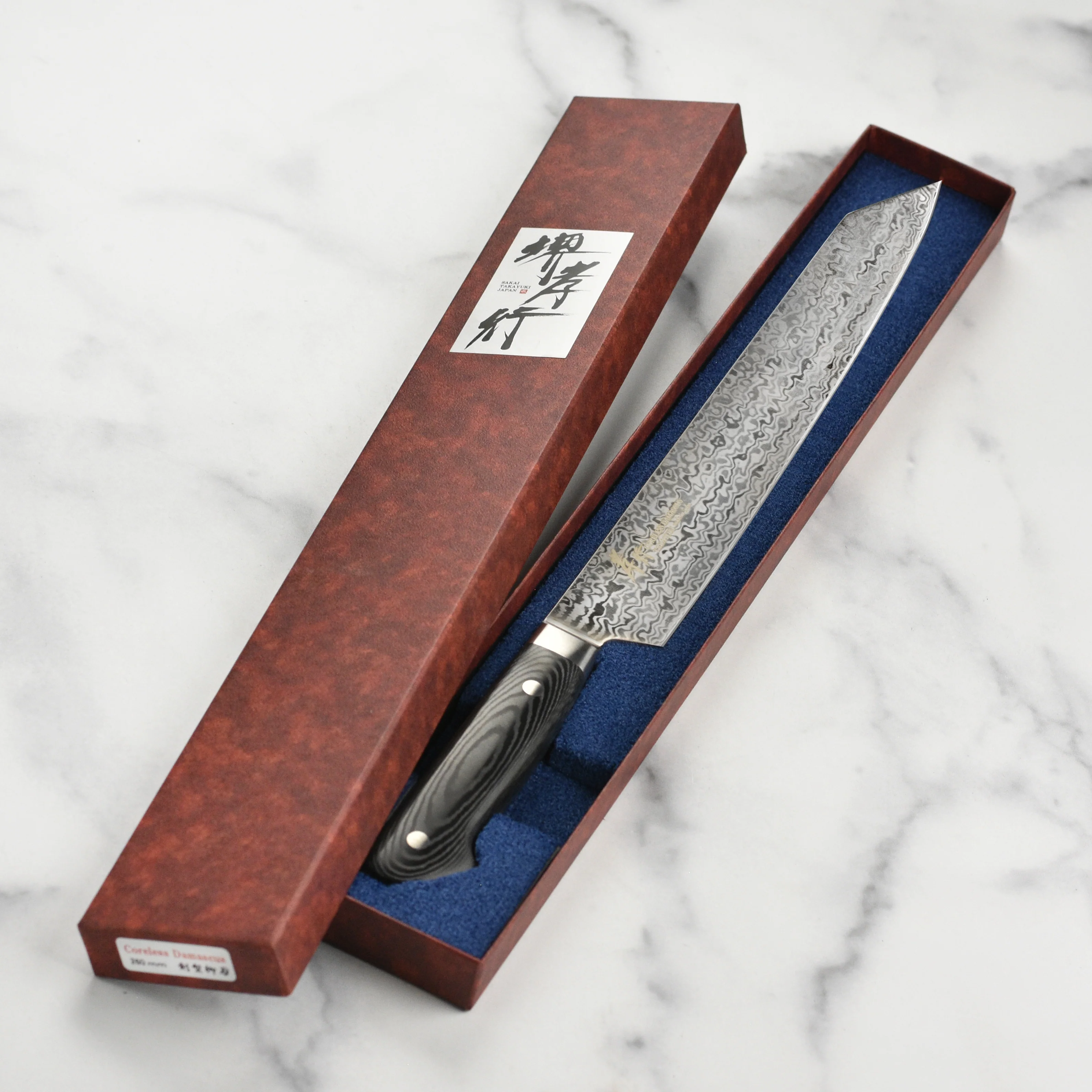 Takayuki Coreless Damascus 10.25" Kengata Sujihiki - Image 9