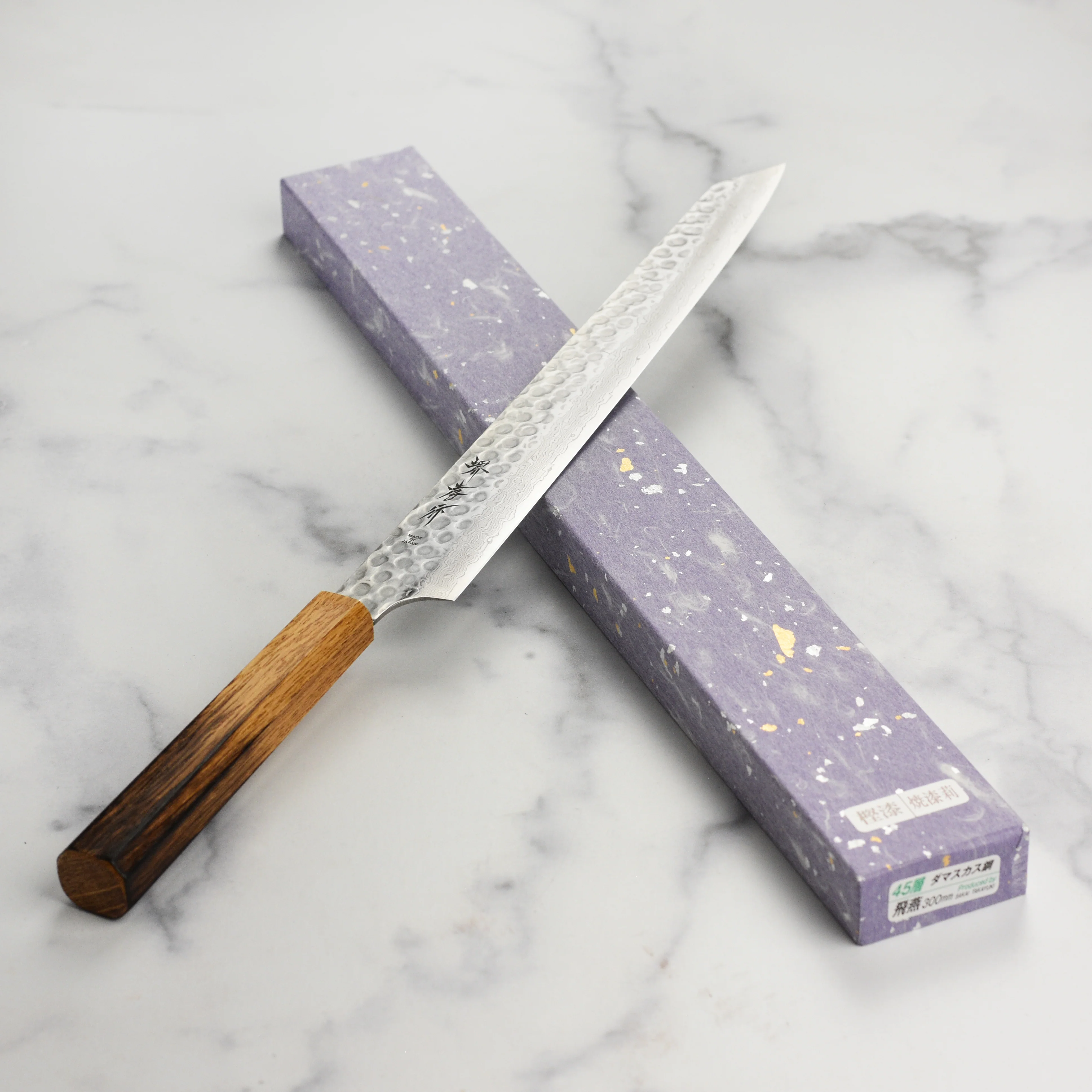 Takayuki Tsuchime Damascus Urushi 11.8" Kengata-Yanagiba - Image 6