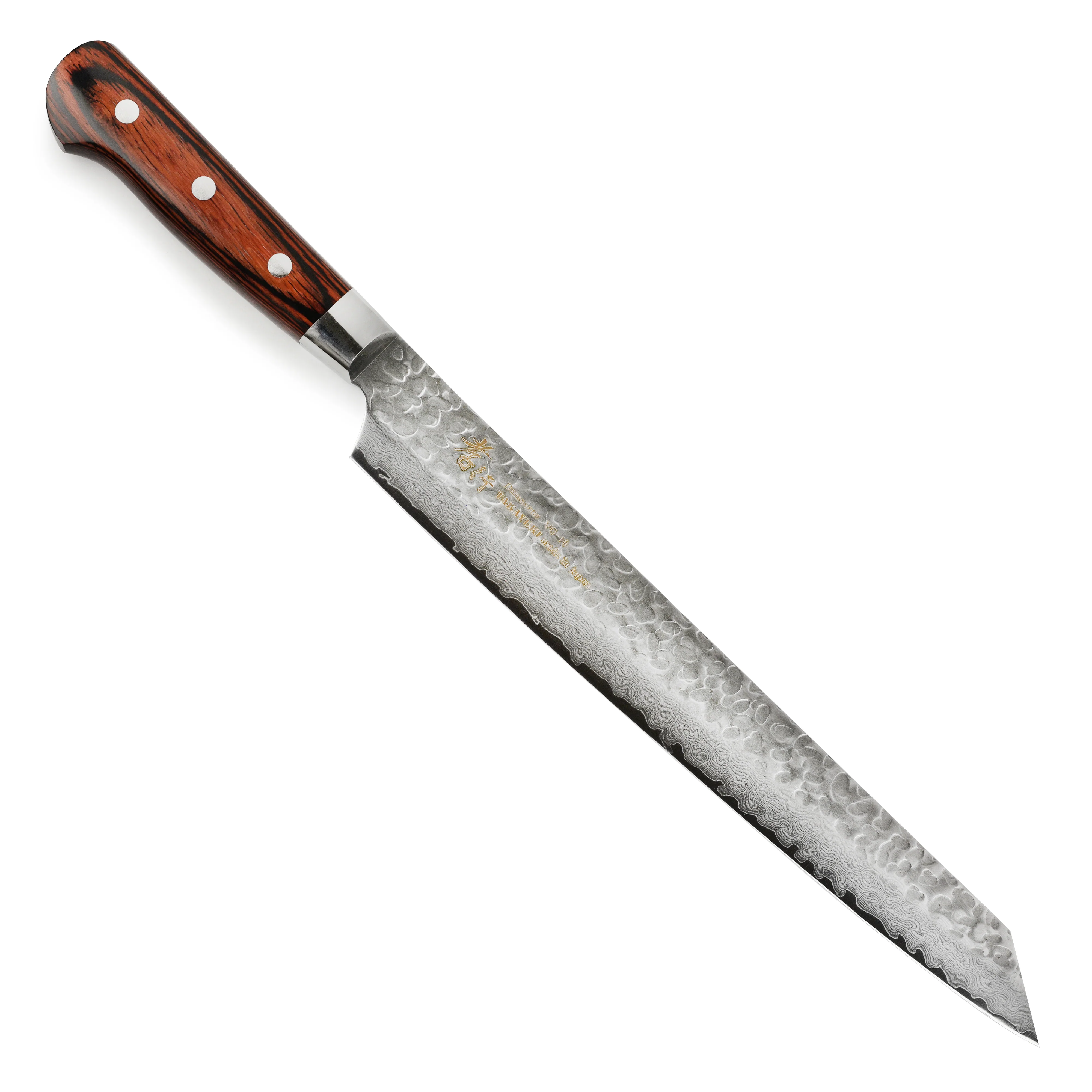 Takayuki Hammered Damascus 10.6" Kengata Yanagiba - Image 7