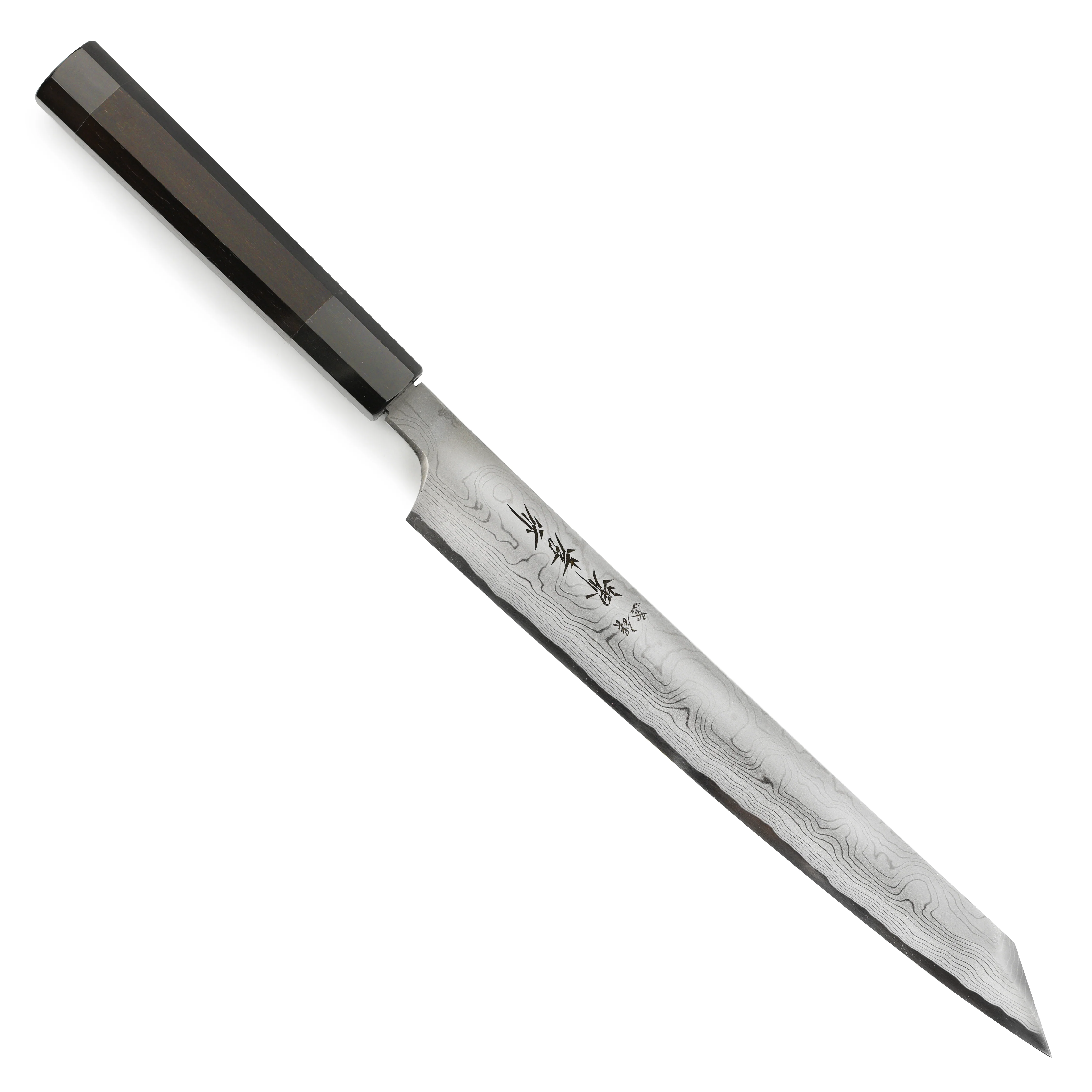 Takayuki Seiryu Aogami #2 Damascus Single-Bevel 10.6" Kengata Yanagiba with Saya - Image 5