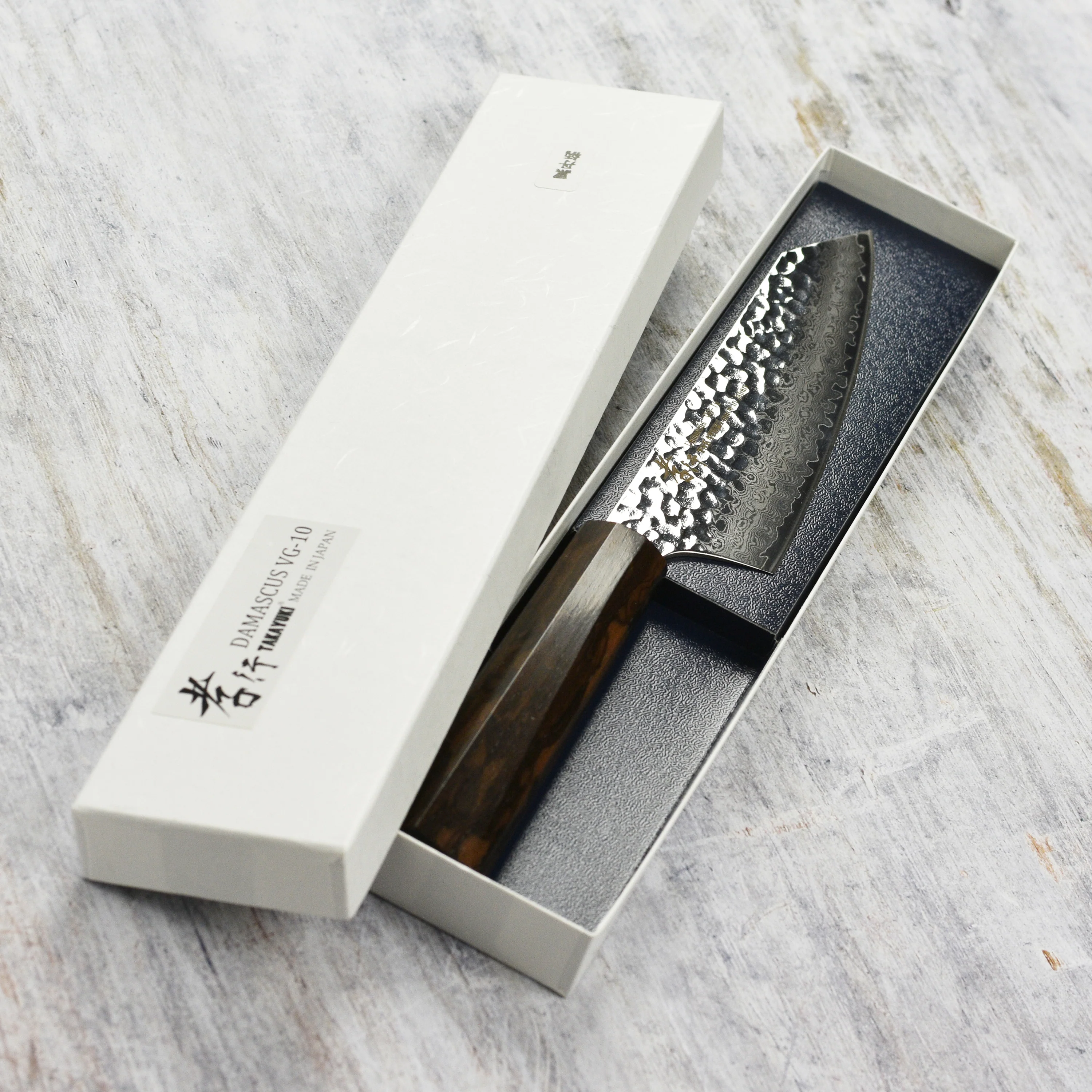 Takayuki Tsuchime Damascus 6.3" Bunka with Ebony Handle - Image 3