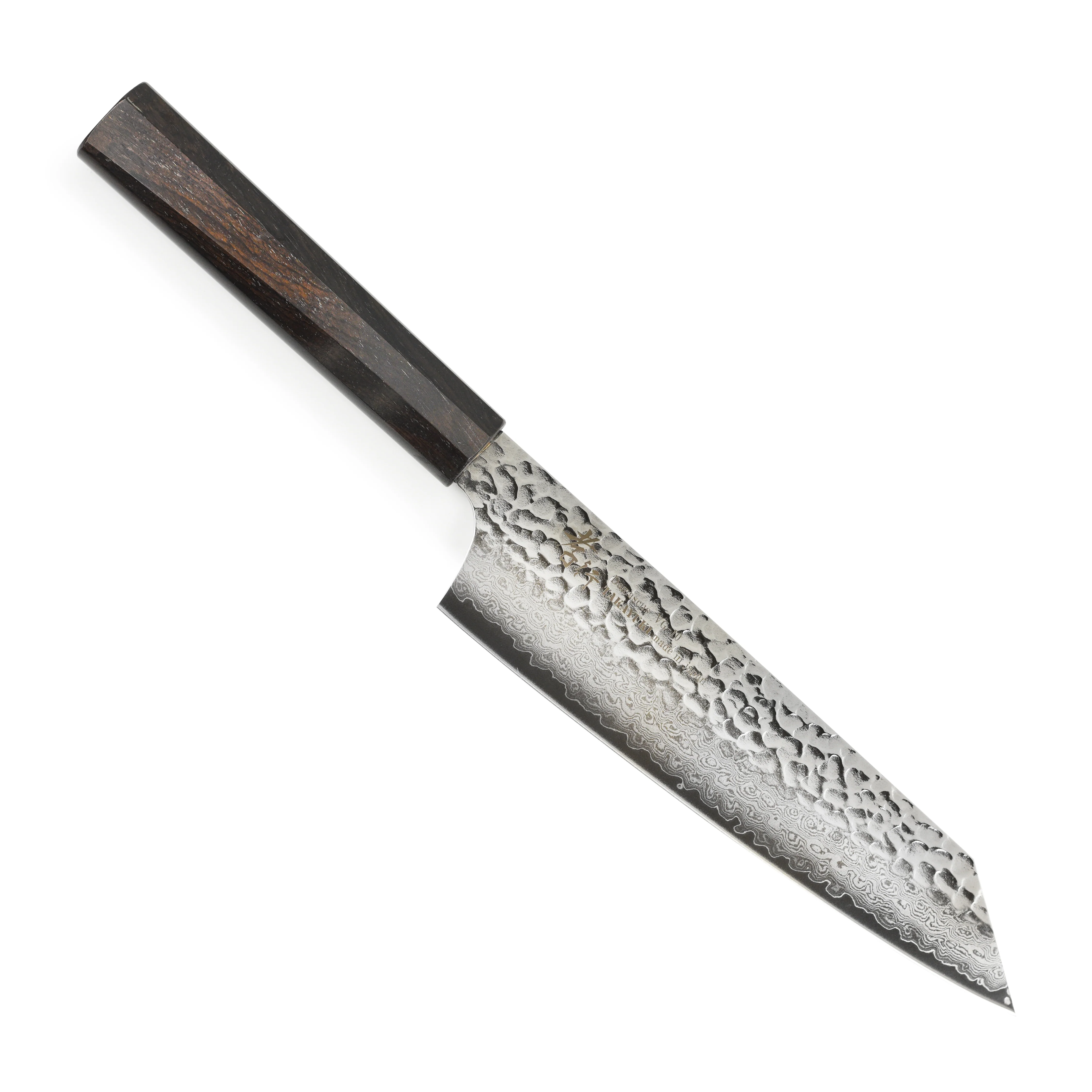 Takayuki Tsuchime Damascus 7.5" Kiritsuke Gyuto with Ebony Handle - Image 4