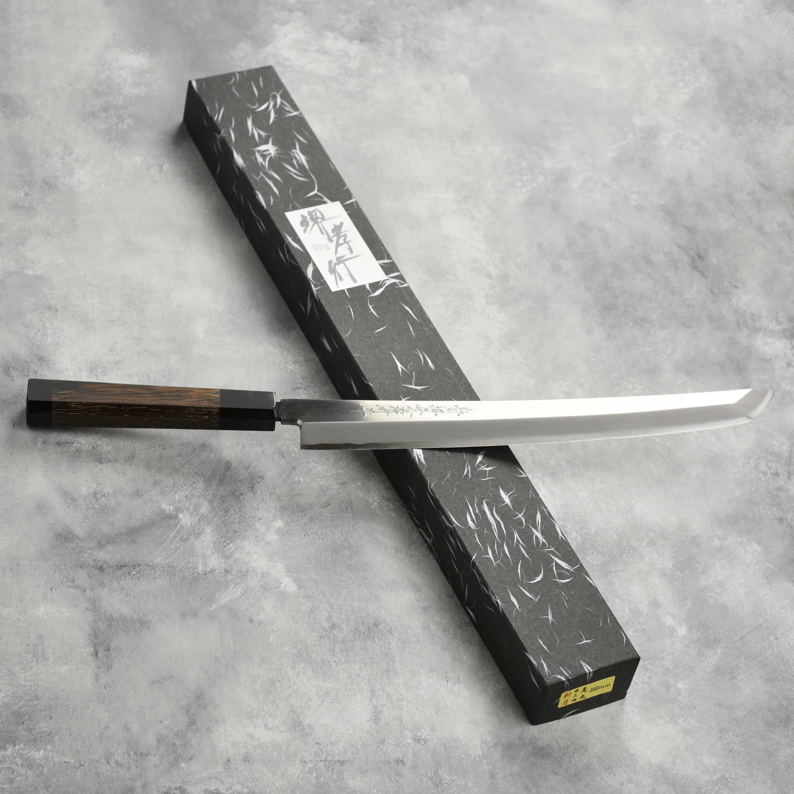 Takayuki Zangetsu Ginsan Single-Bevel 11.8" Sakimaru Takohiki with Saya - Image 3