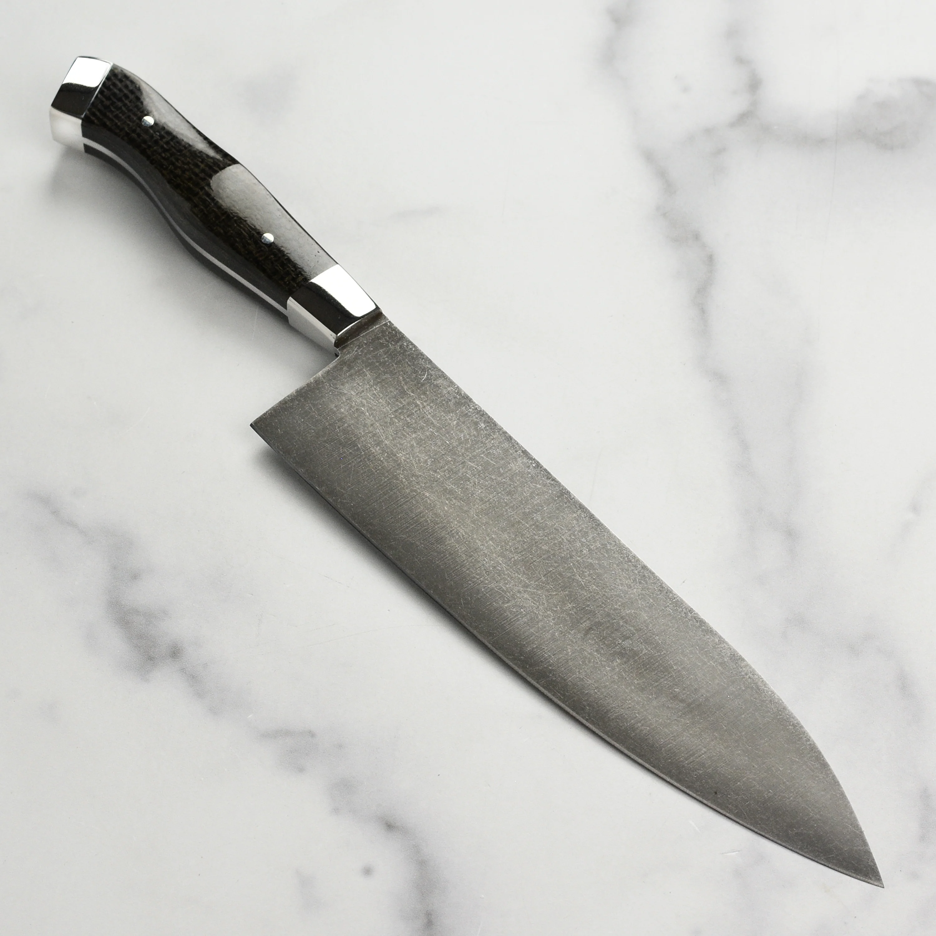 Town Cutler Carbon Pommel 8.5" Chef's Knife with Leather Sheath - Image 5