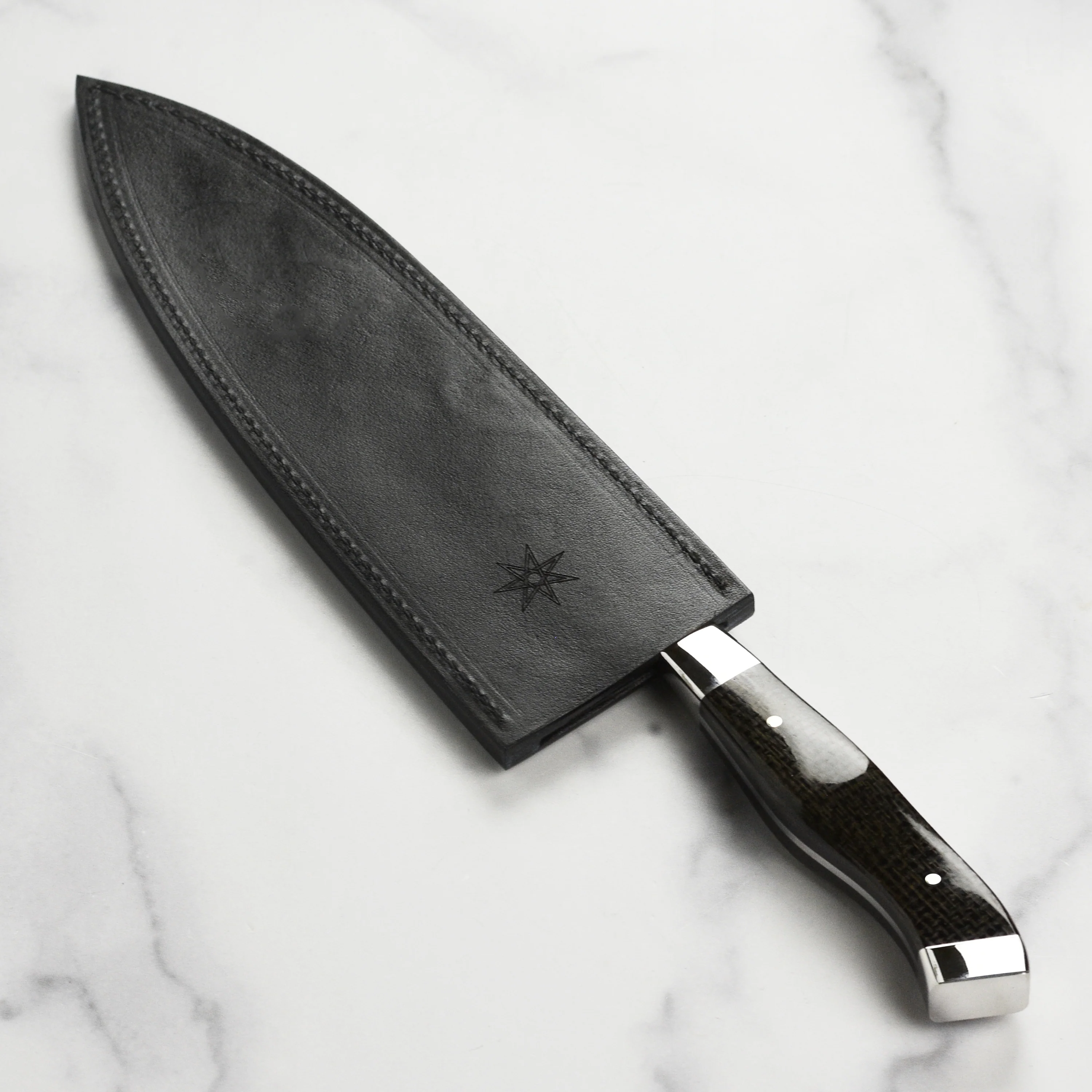 Town Cutler Carbon Pommel 8.5" Chef's Knife with Leather Sheath - Image 6