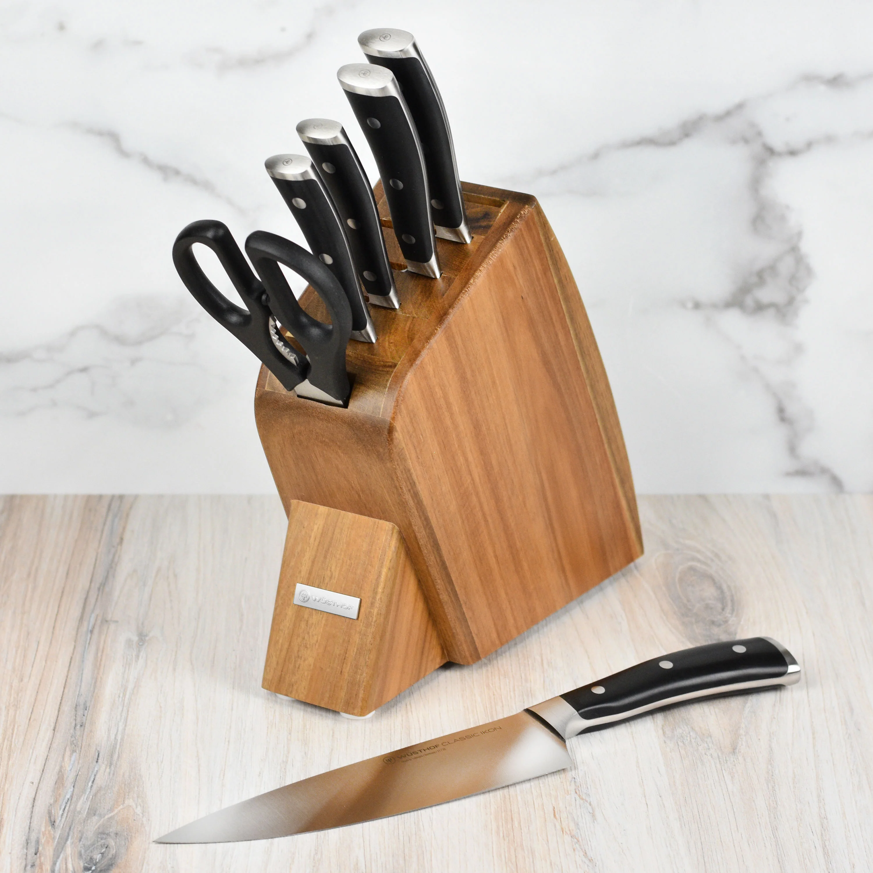 Wusthof Classic Ikon 7 Piece Acacia Slim Knife Block Set - Image 2