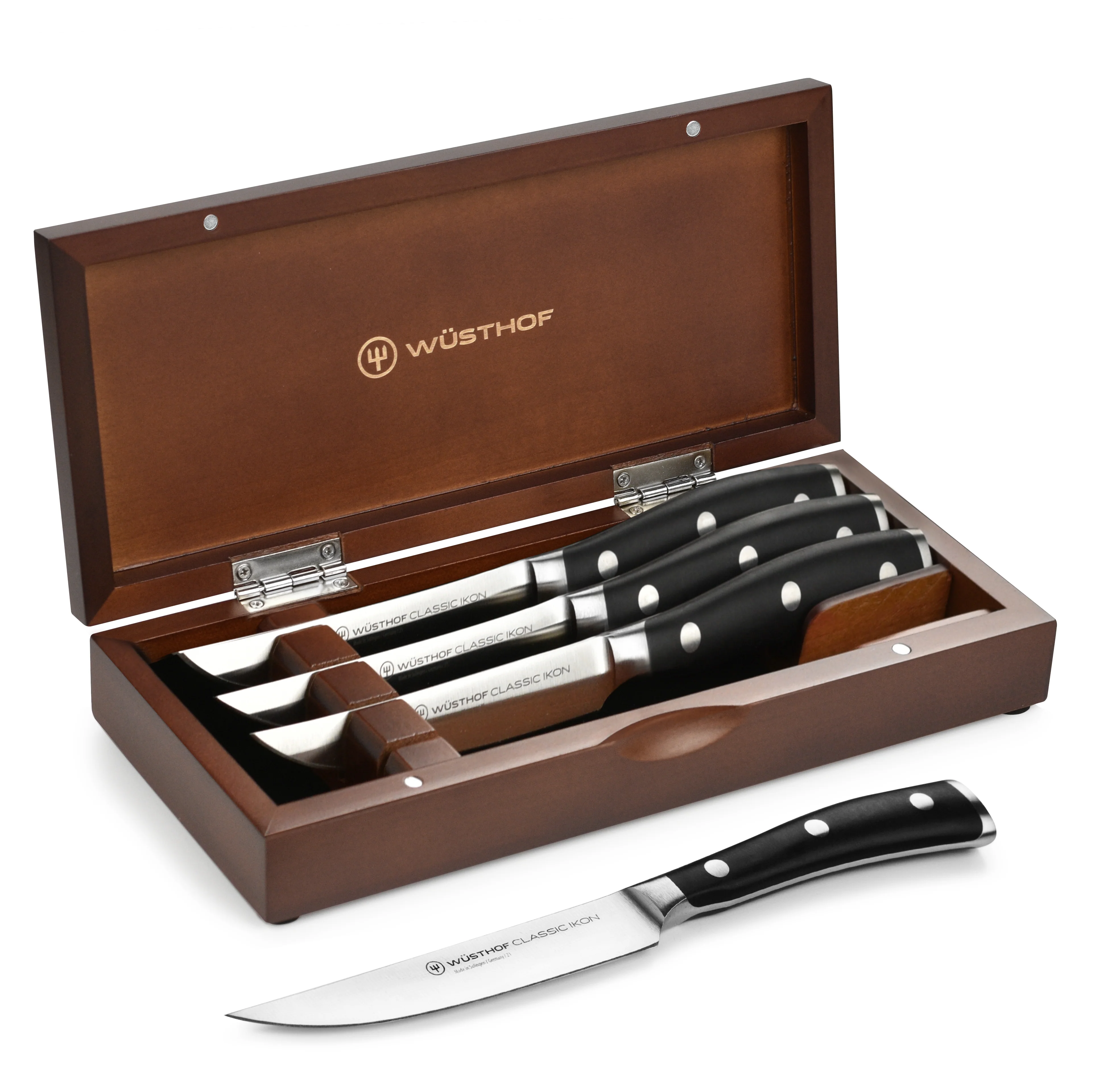 Wusthof Classic Ikon 4 Piece Steak Knife Set with Wood Case - Image 4