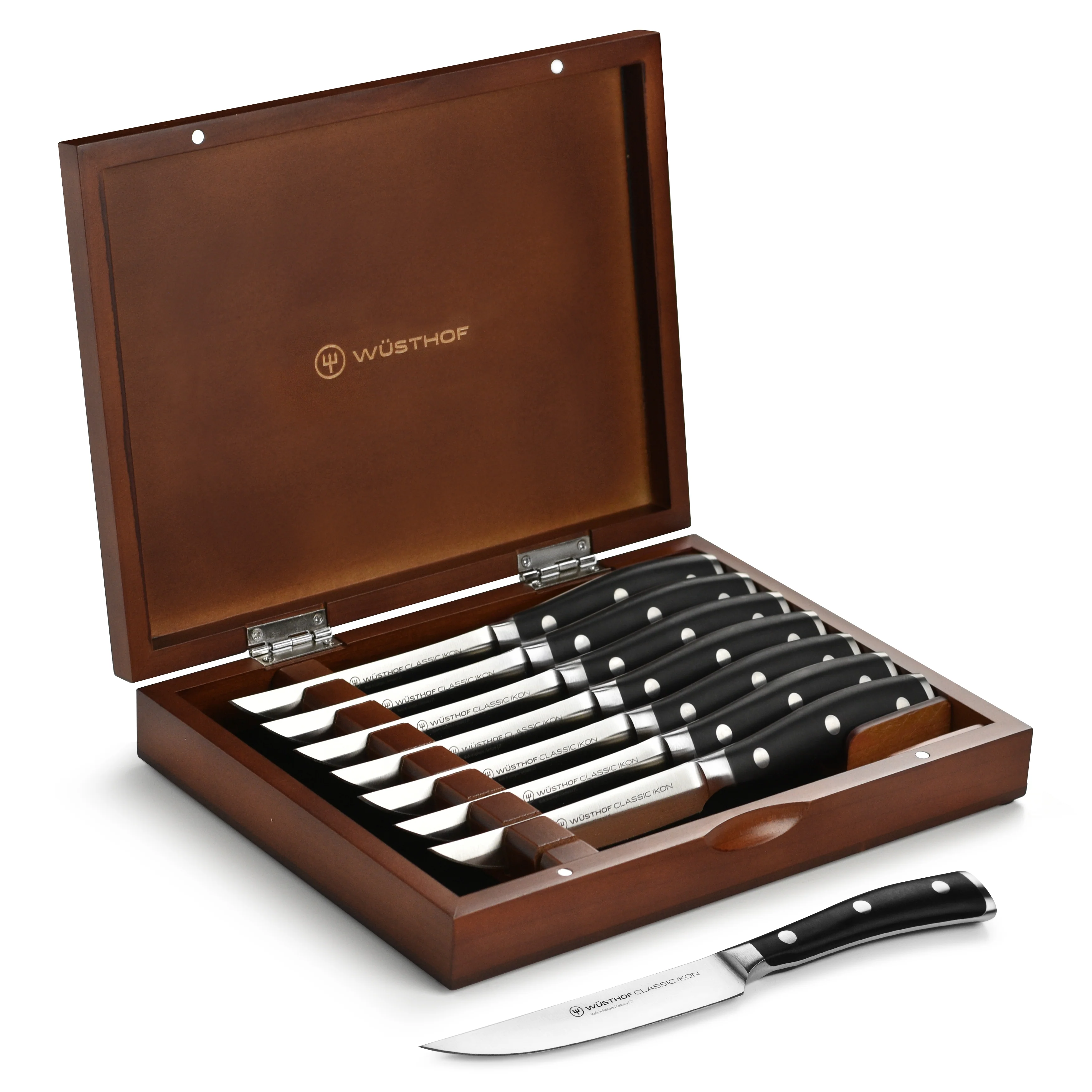 Wusthof Classic Ikon 8 Piece Steak Knife Set with Wood Case - Image 4