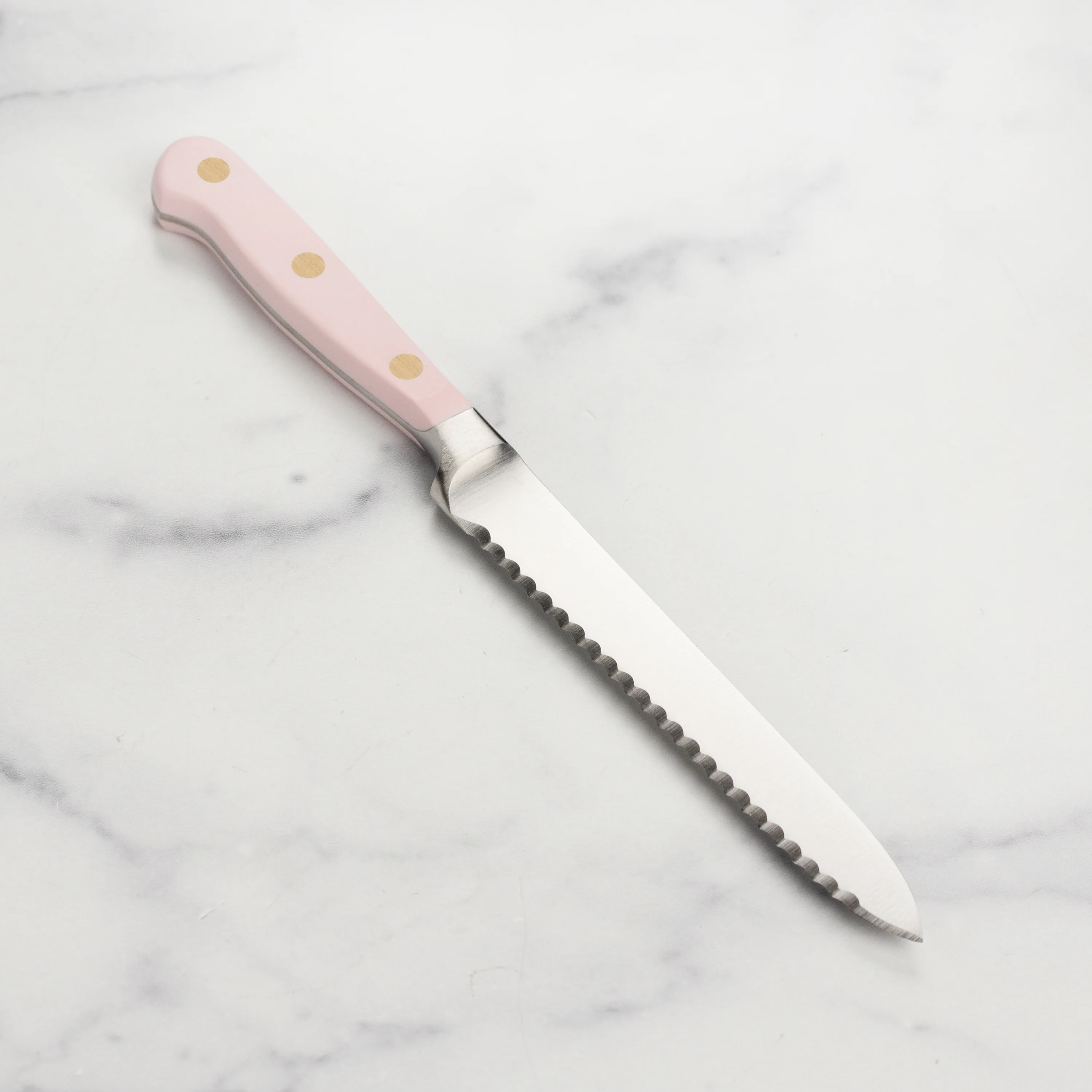 Wusthof Classic Pink Himalayan Salt 5" Serrated Utility Knife - Image 6