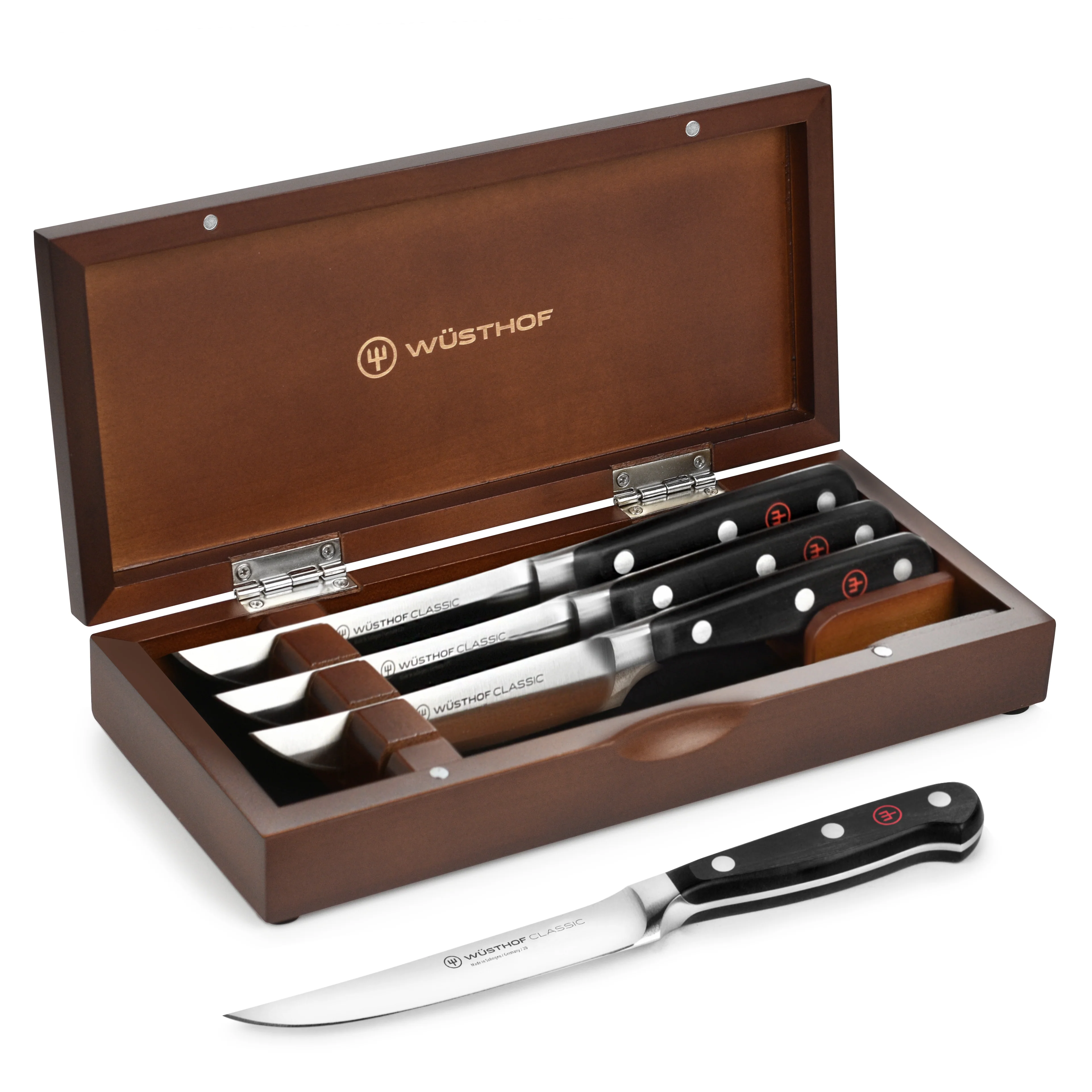 Wusthof Classic 4 Piece Steak Knife Set with Wood Case - Image 4