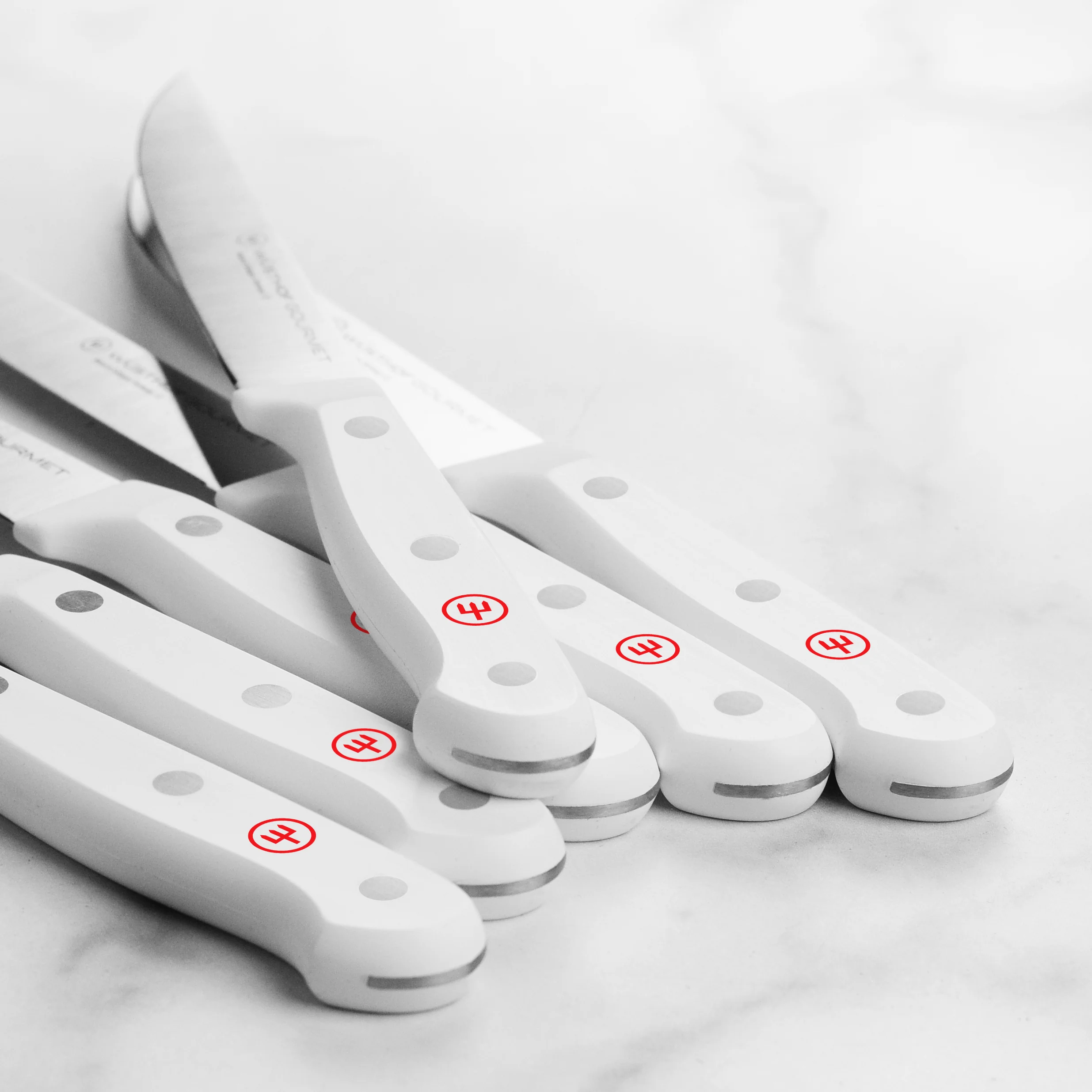 Wusthof Gourmet 6 Piece Steak Knife Set with White Handles - Image 2