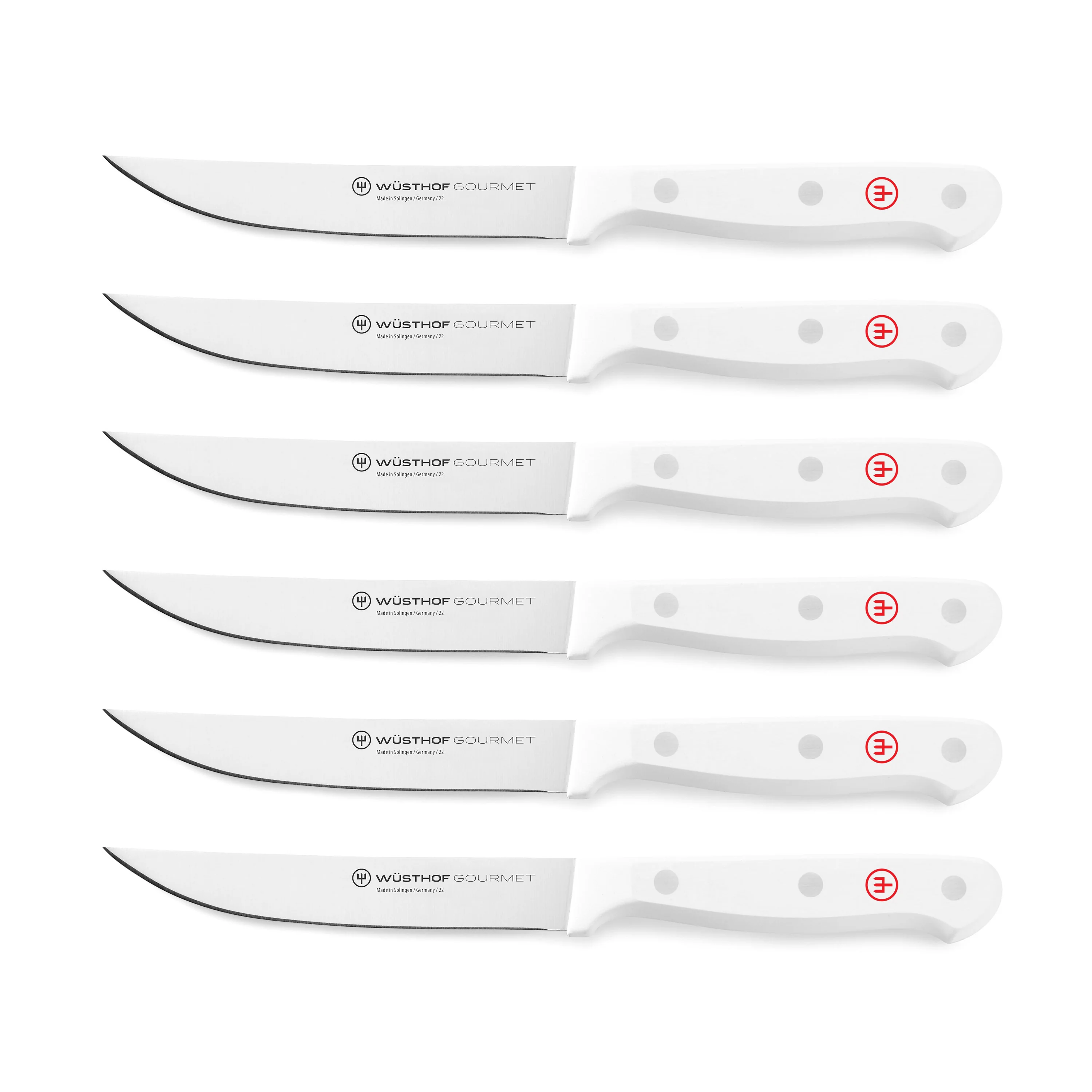 Wusthof Gourmet 6 Piece Steak Knife Set with White Handles - Image 4