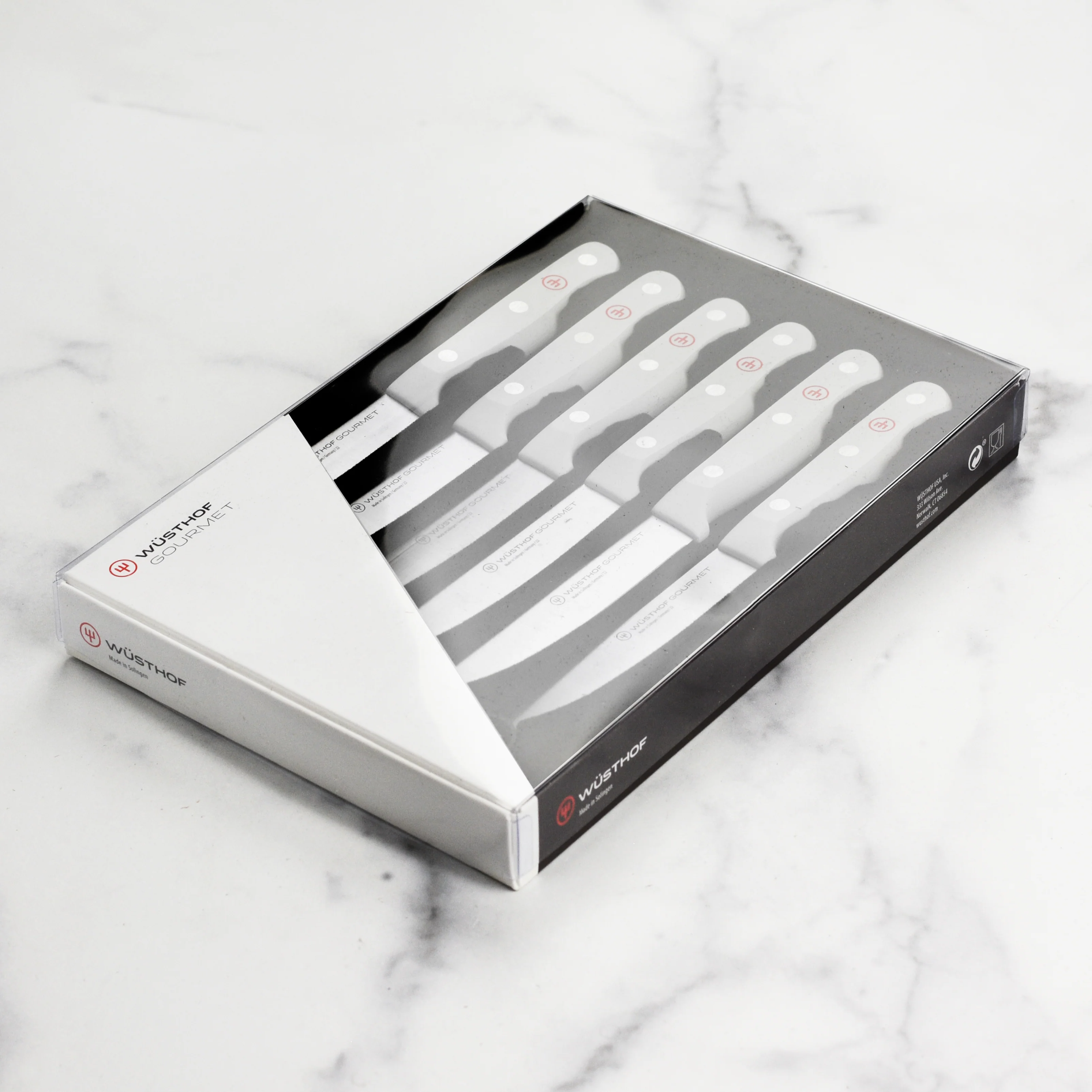 Wusthof Gourmet 6 Piece Steak Knife Set with White Handles - Image 6