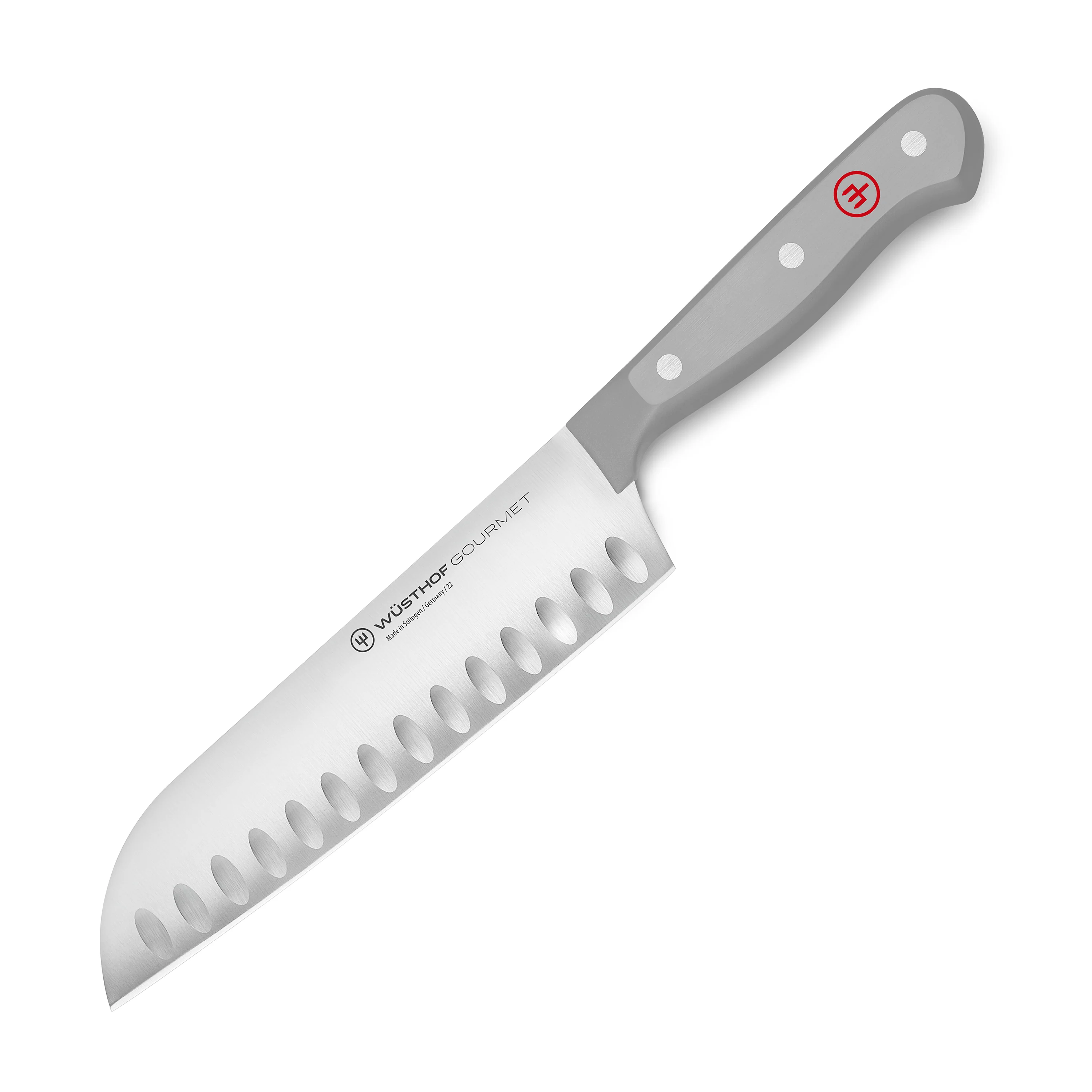 Wusthof Gourmet 7" Hollow Edge Santoku Knife, Grey Handle - Image 4