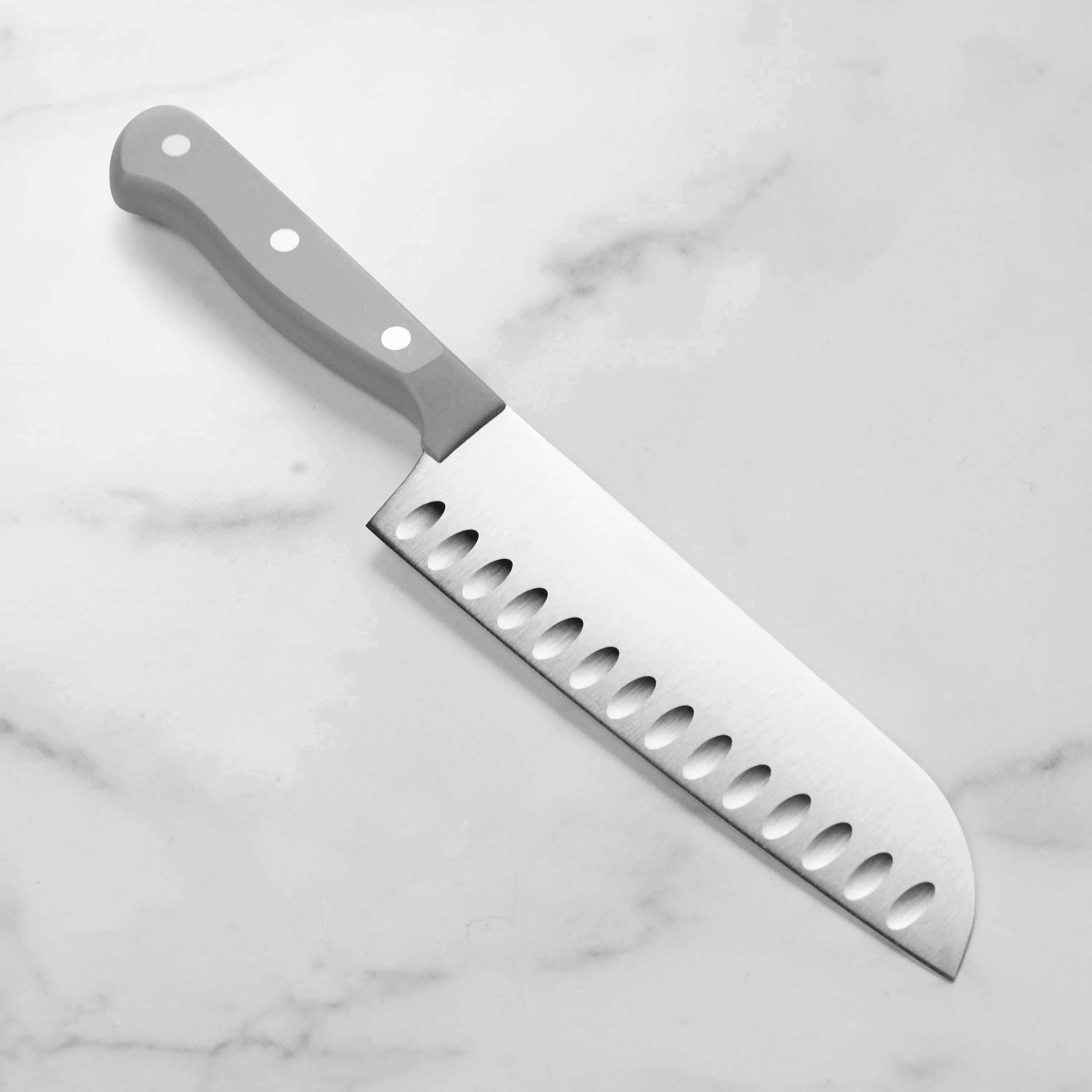 Wusthof Gourmet 7" Hollow Edge Santoku Knife, Grey Handle - Image 7