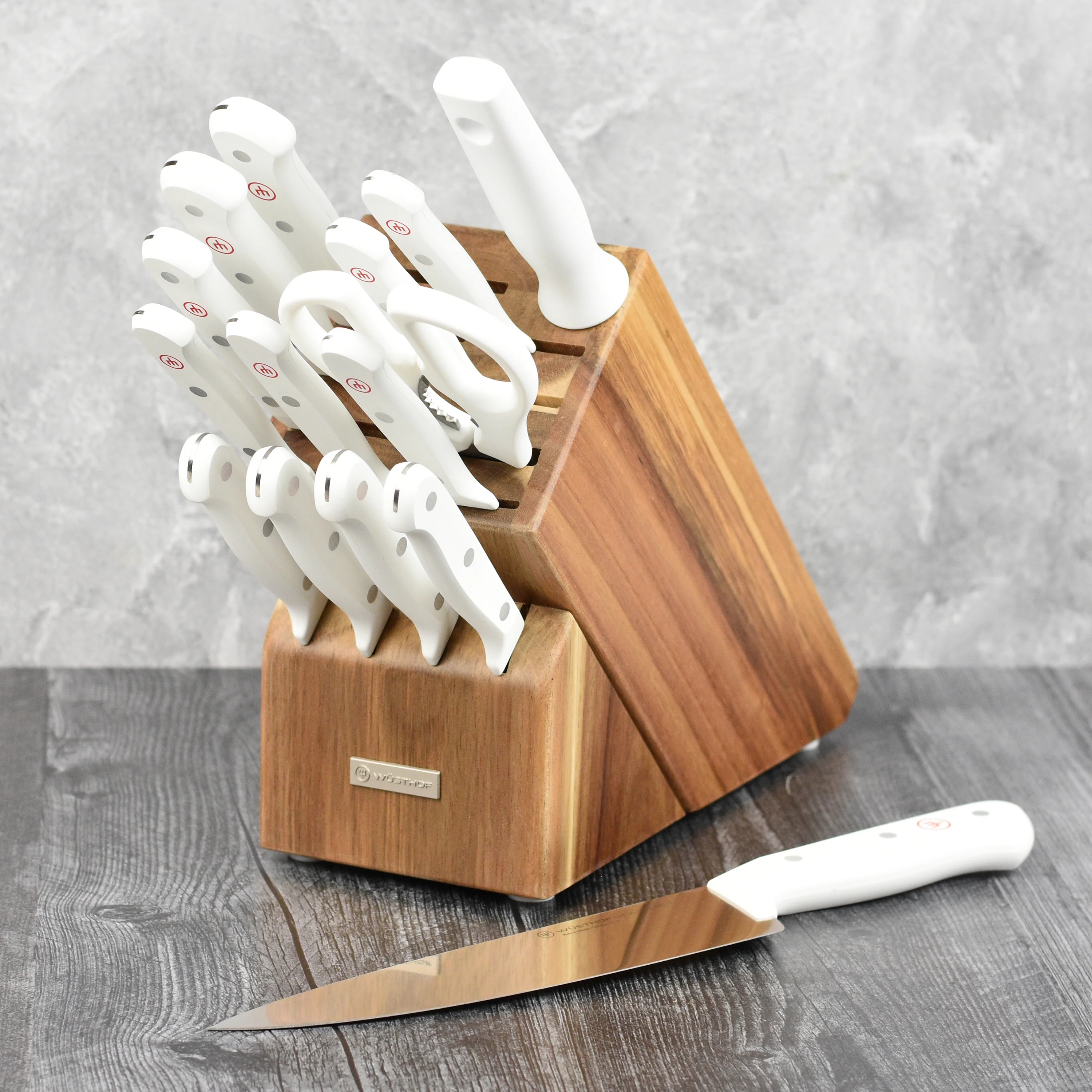 Wusthof Gourmet 16 Piece Acacia Knife Block Set with White Handles - Image 3