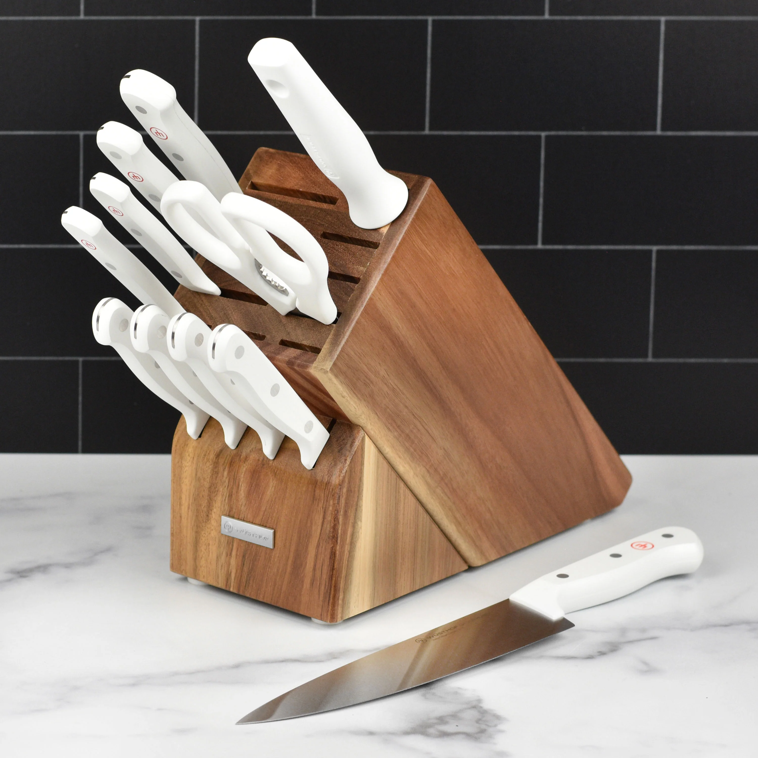 Wusthof Gourmet 12 Piece Knife Block Set, White Handles - Image 3