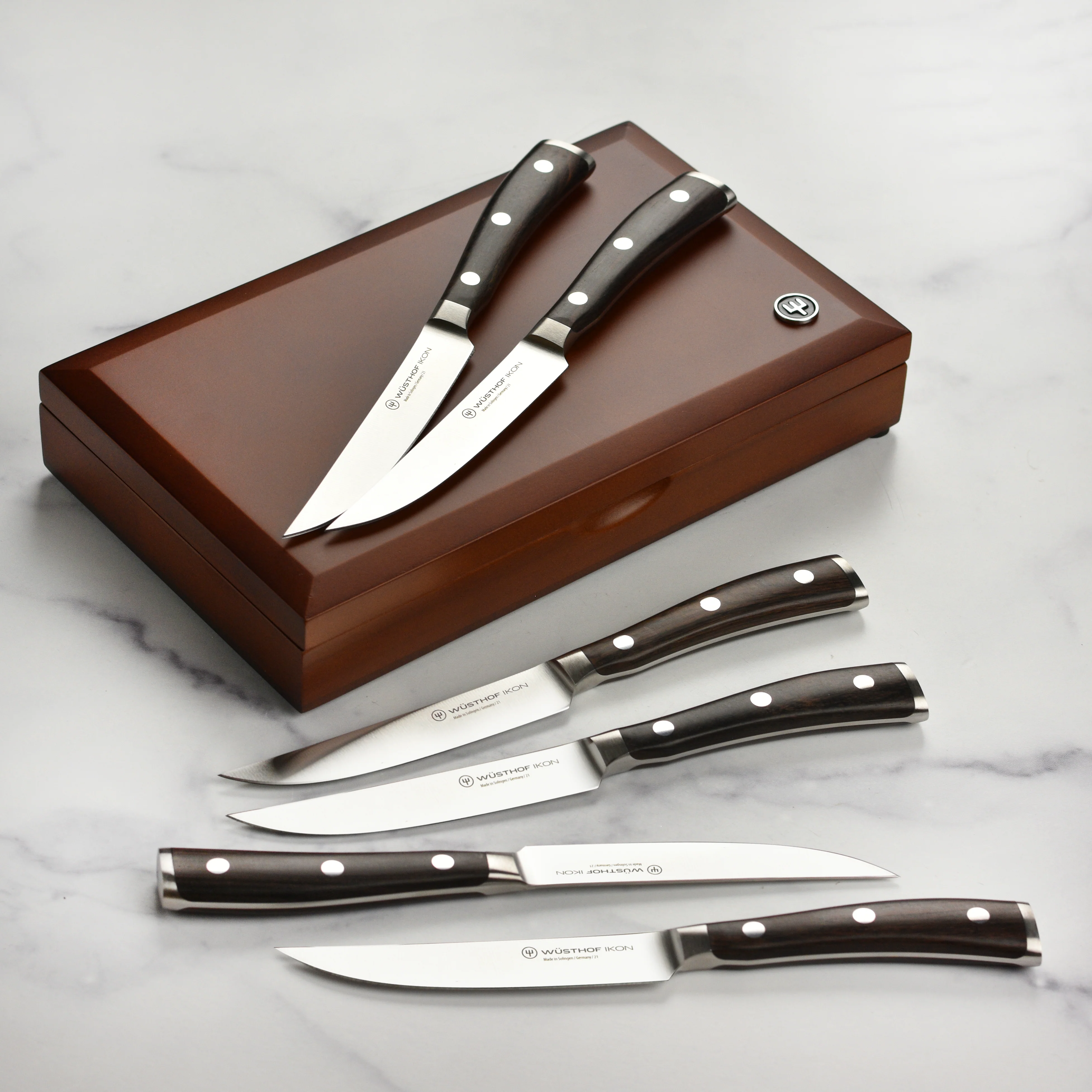 Wusthof Ikon Blackwood 6 Piece Steak Knife Set with Wood Case - Image 6