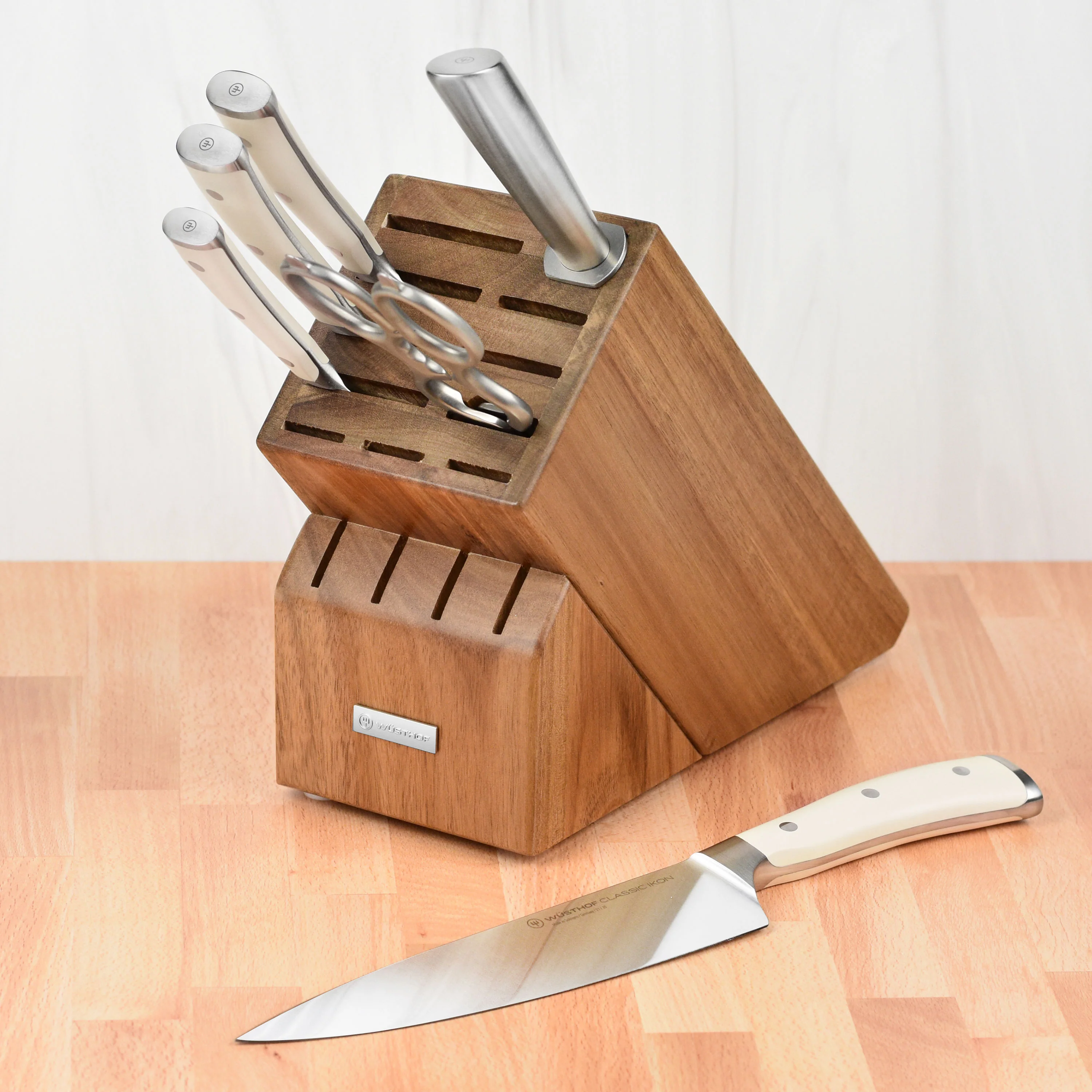 Wusthof Classic Ikon Creme 7 Piece Acacia Knife Block Set - Image 2
